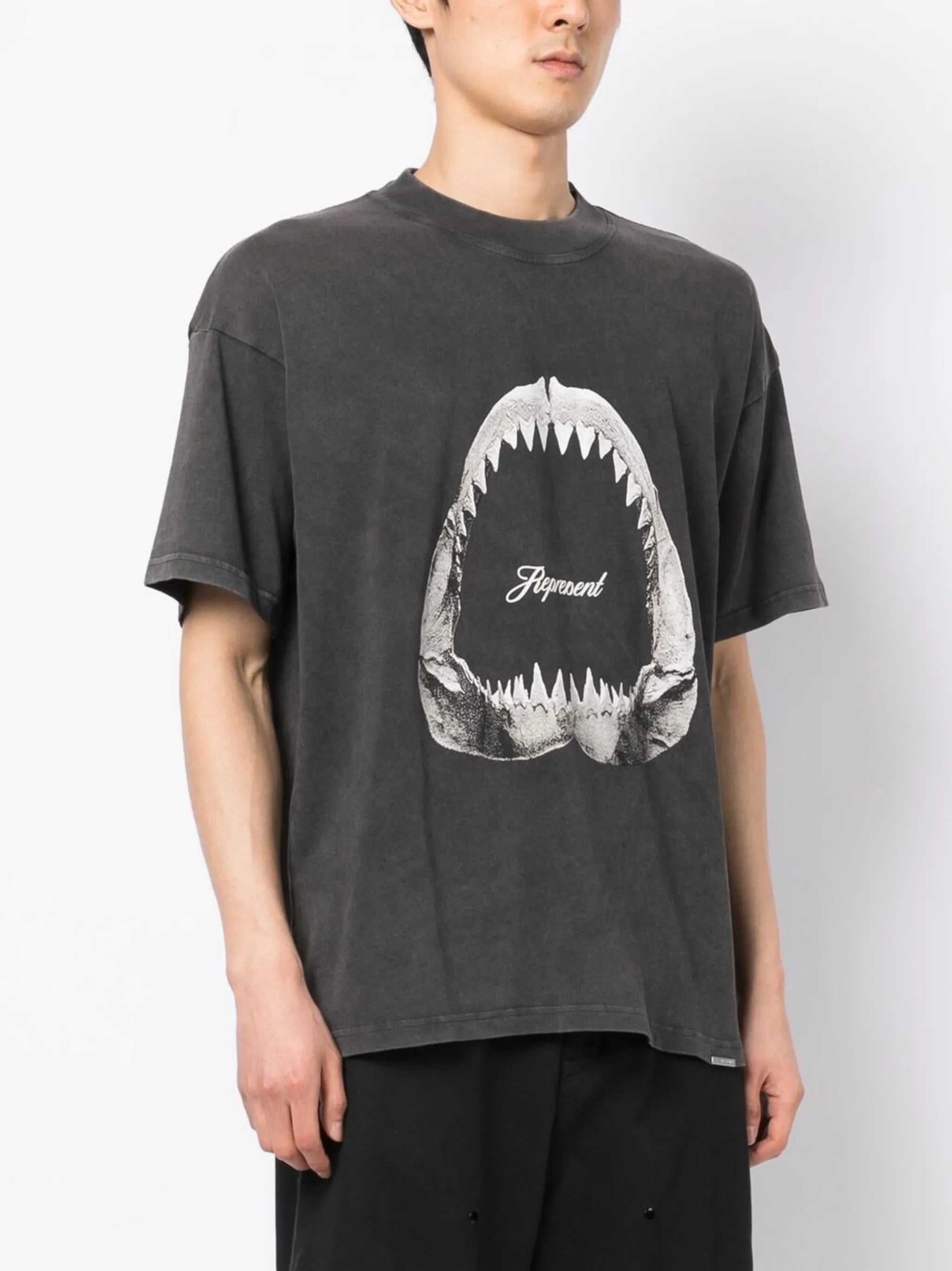 shark-print cotton T-shirt