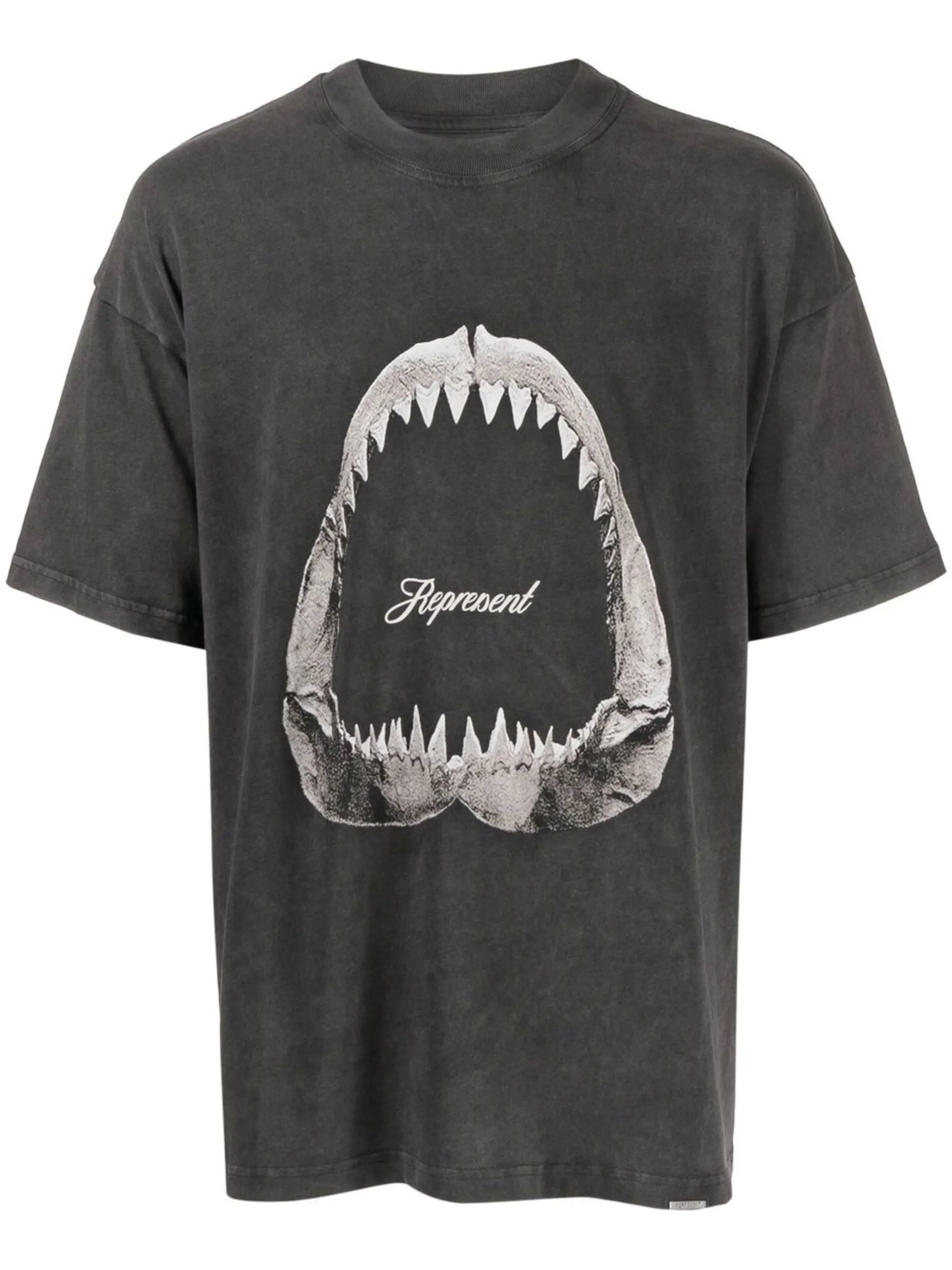 shark-print cotton T-shirt