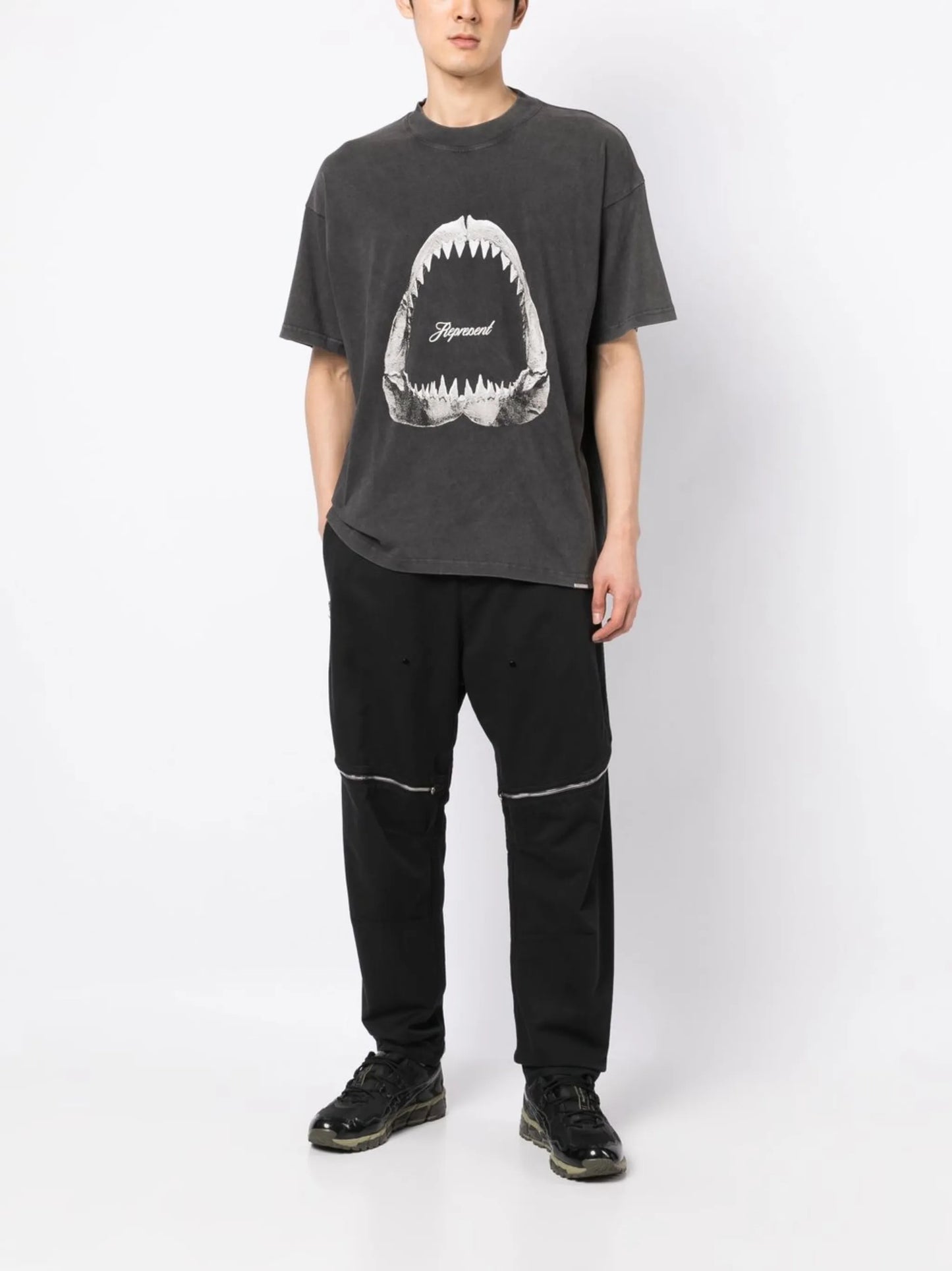 shark-print cotton T-shirt