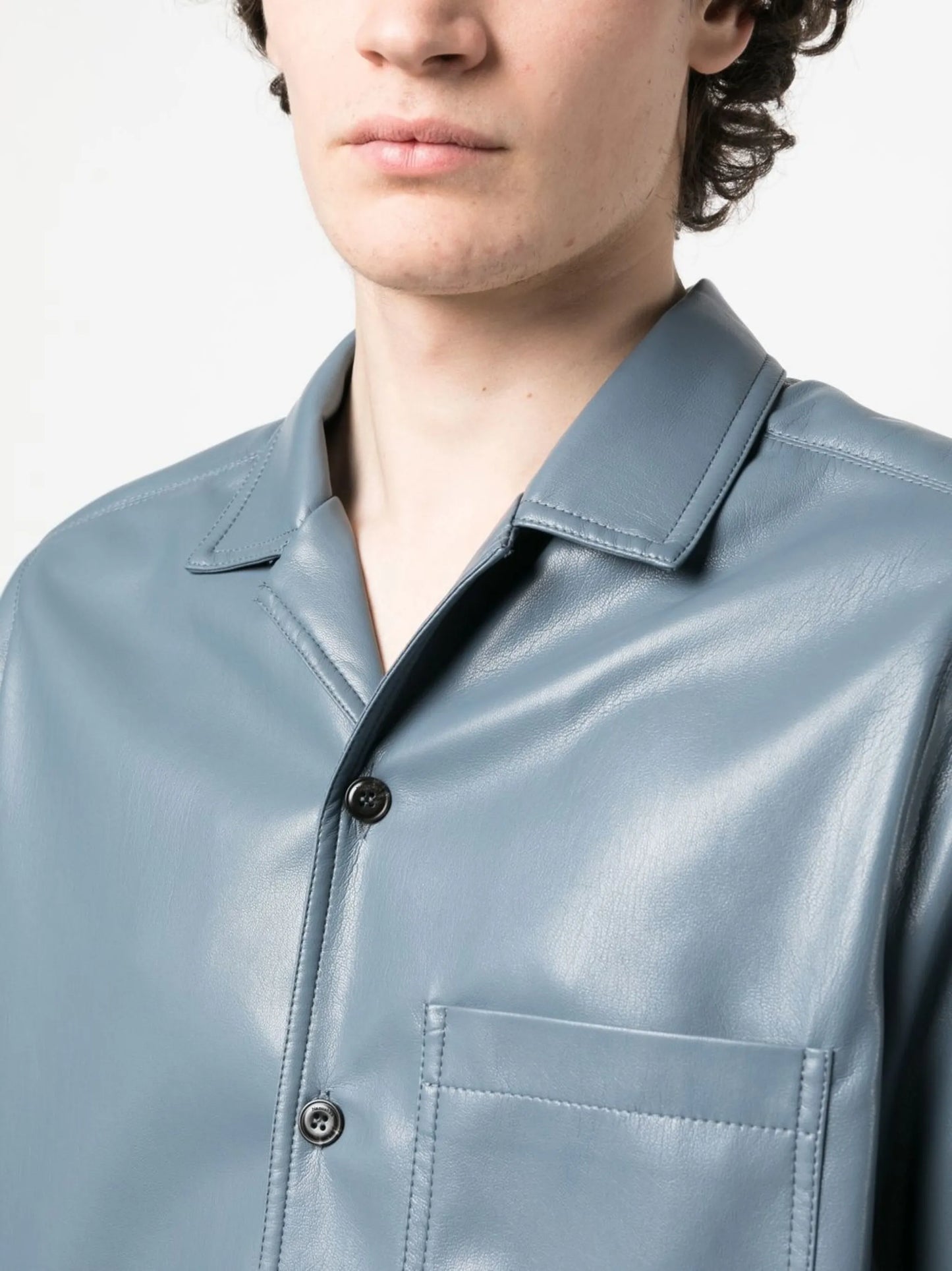 faux leather short-sleeve shirt
