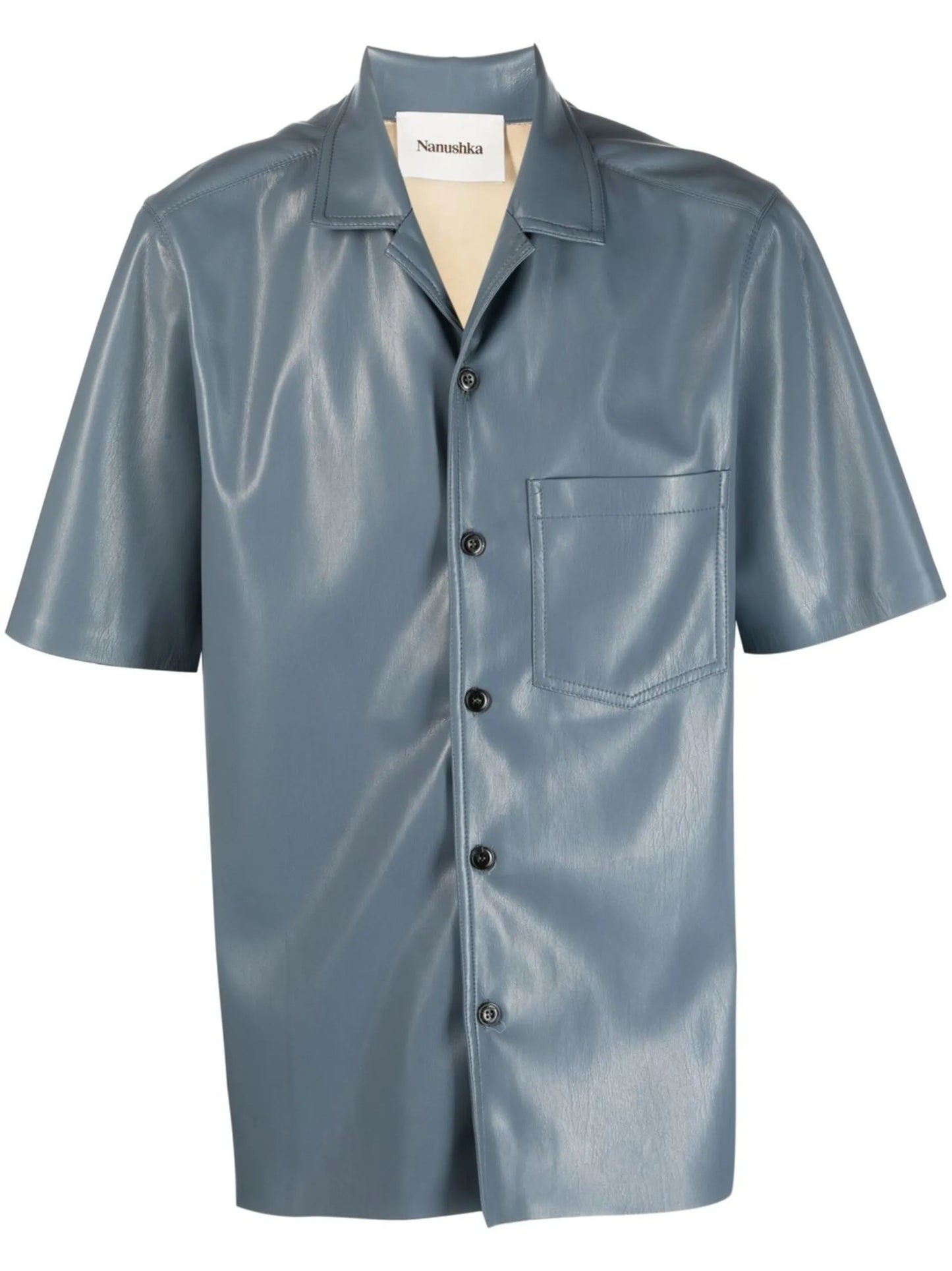 faux leather short-sleeve shirt