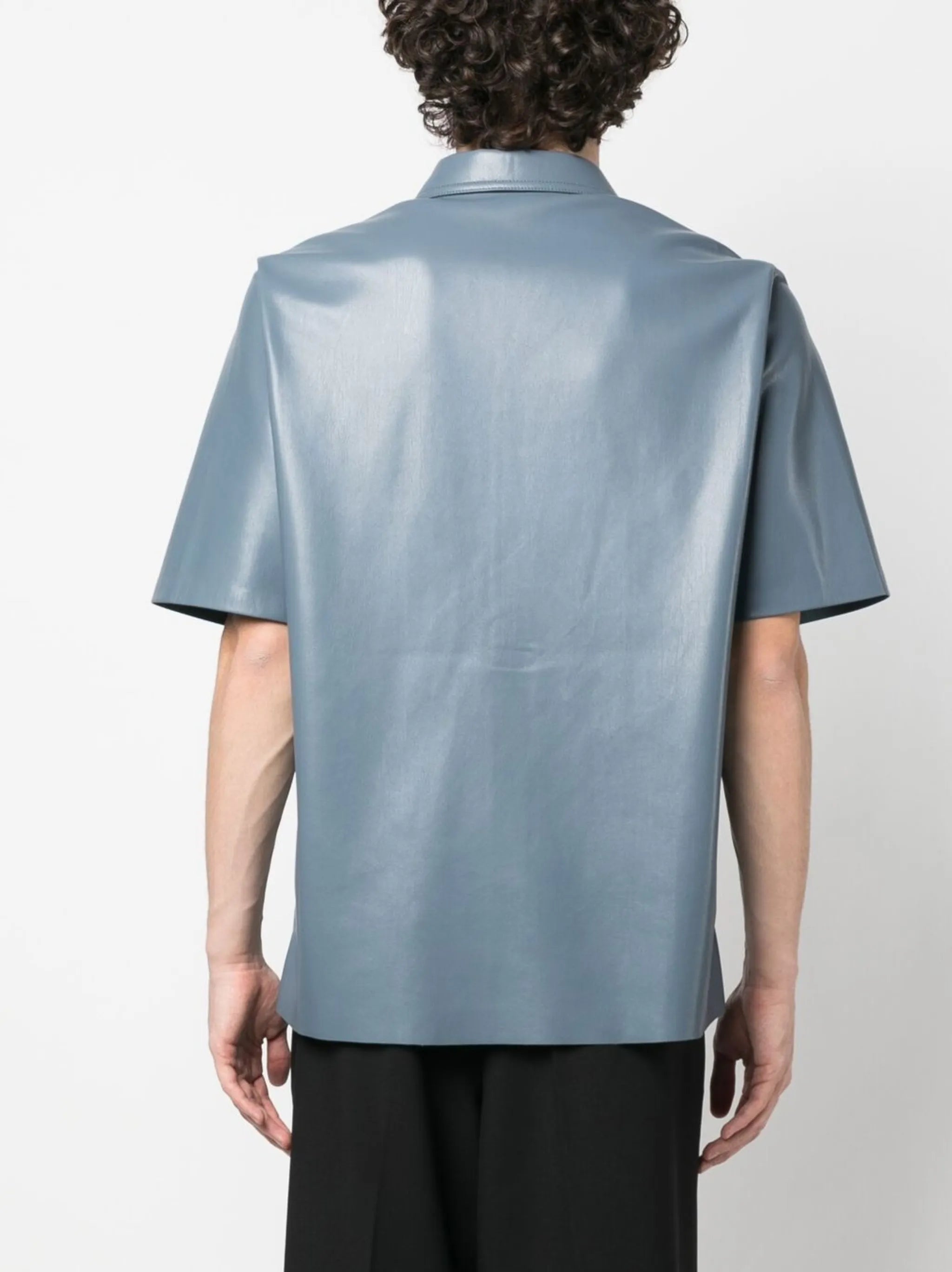 faux leather short-sleeve shirt