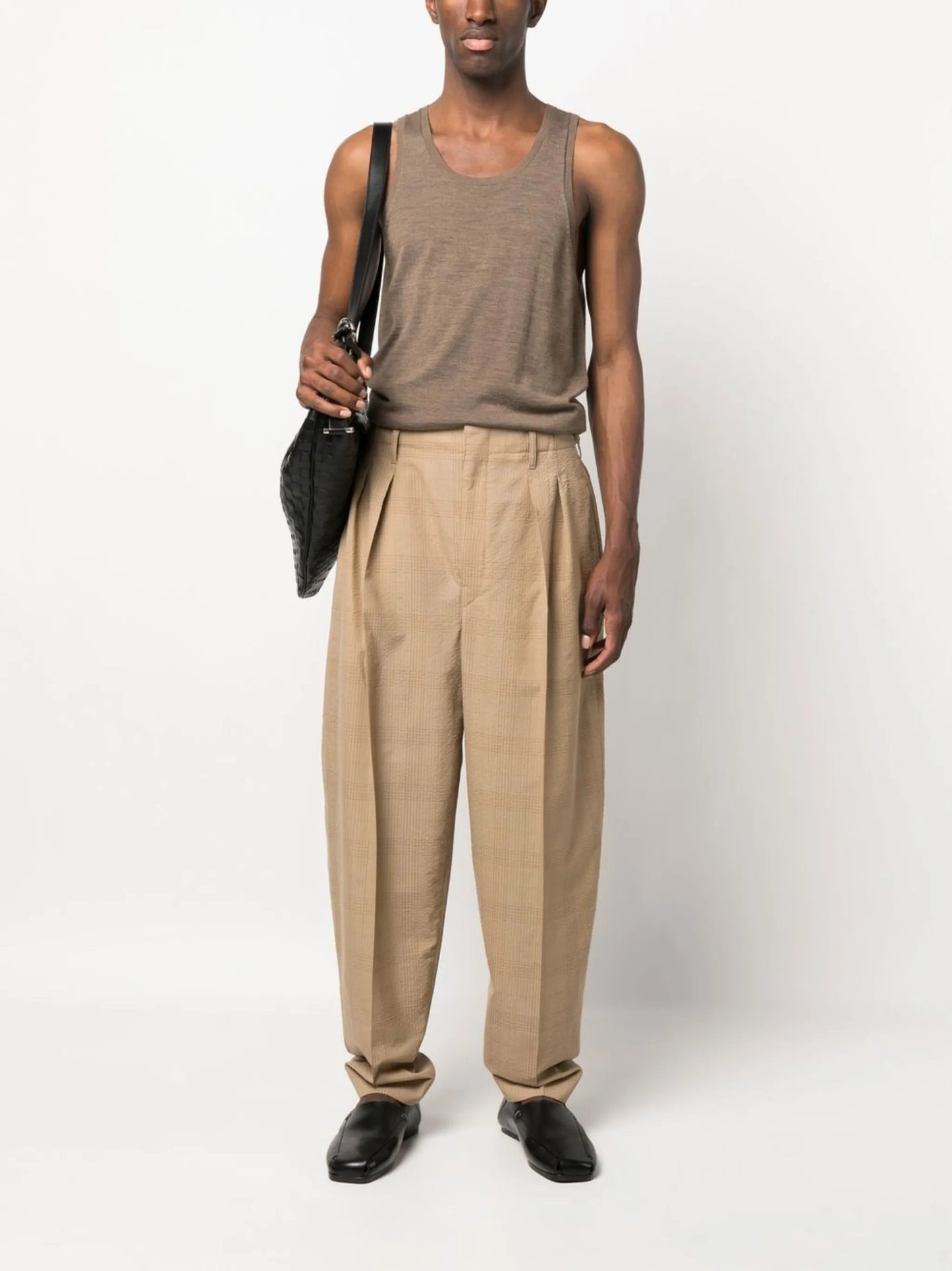 wool tapered trousers
