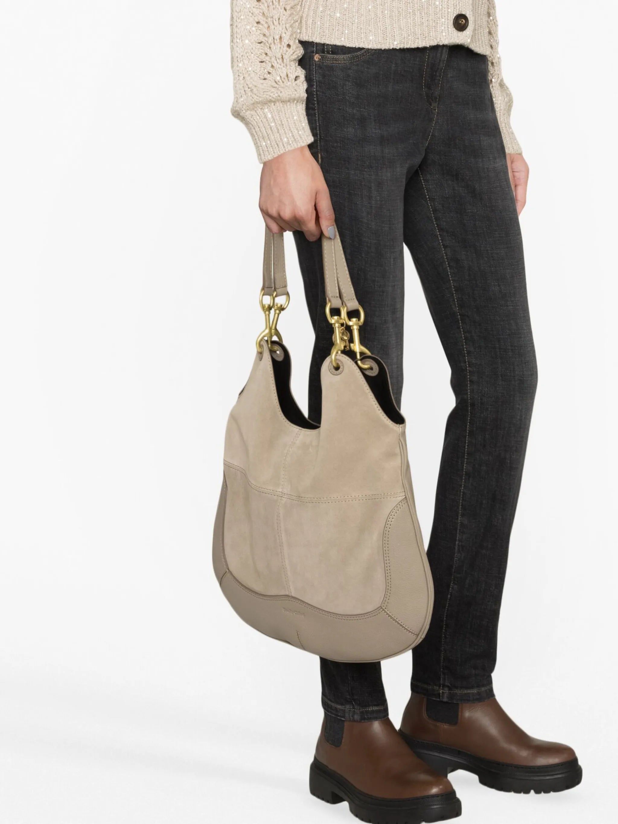 Hana suede shoulder bag