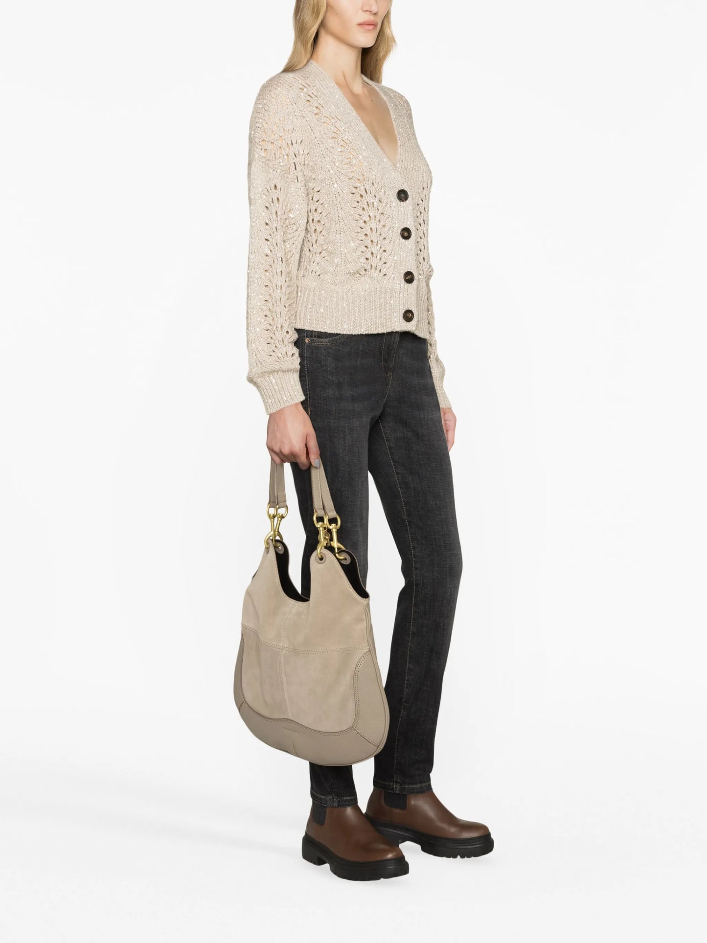 Hana suede shoulder bag