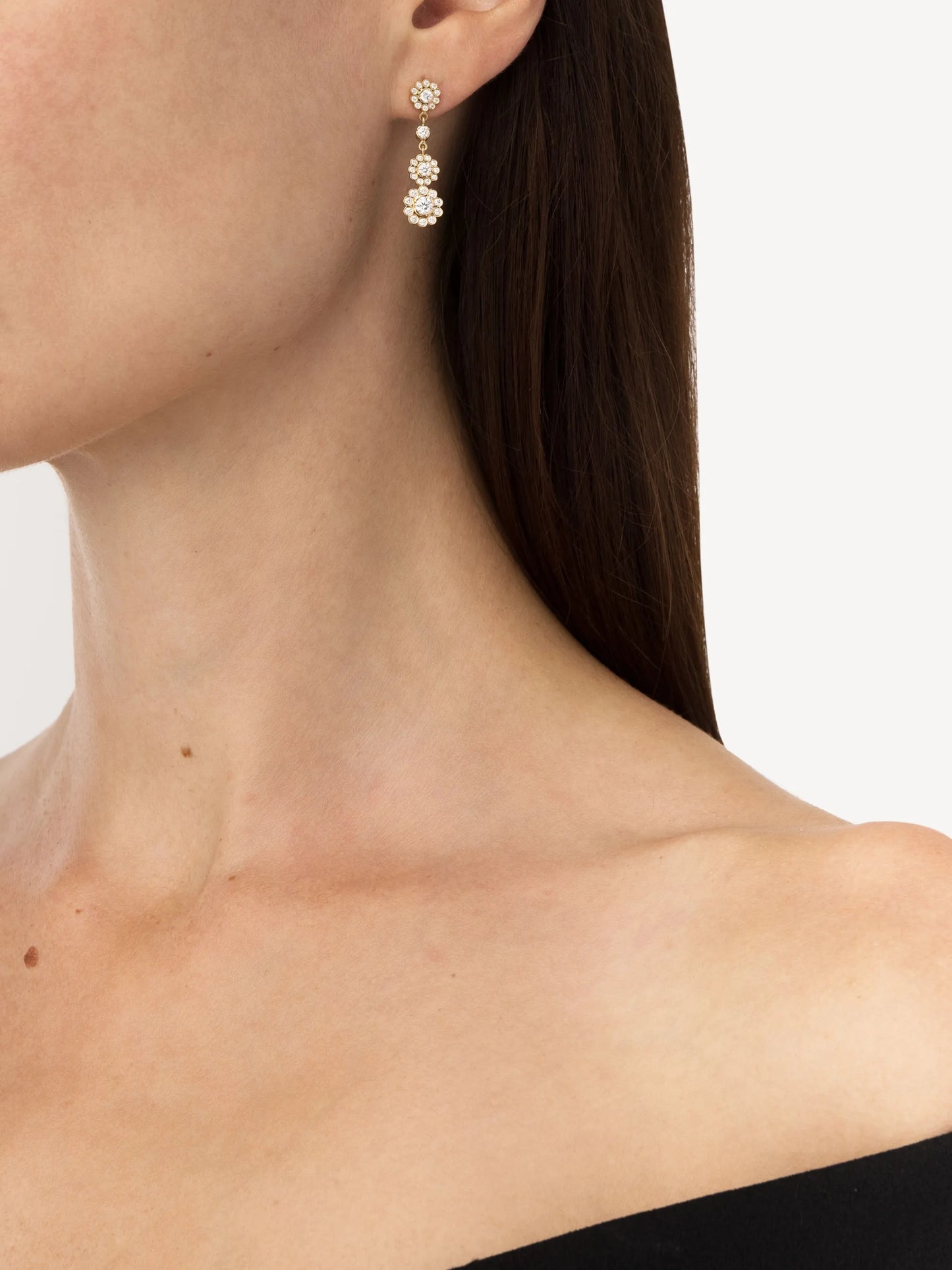 18kt yellow gold Le Soleil et ses Fleurs diamond drop earrings
