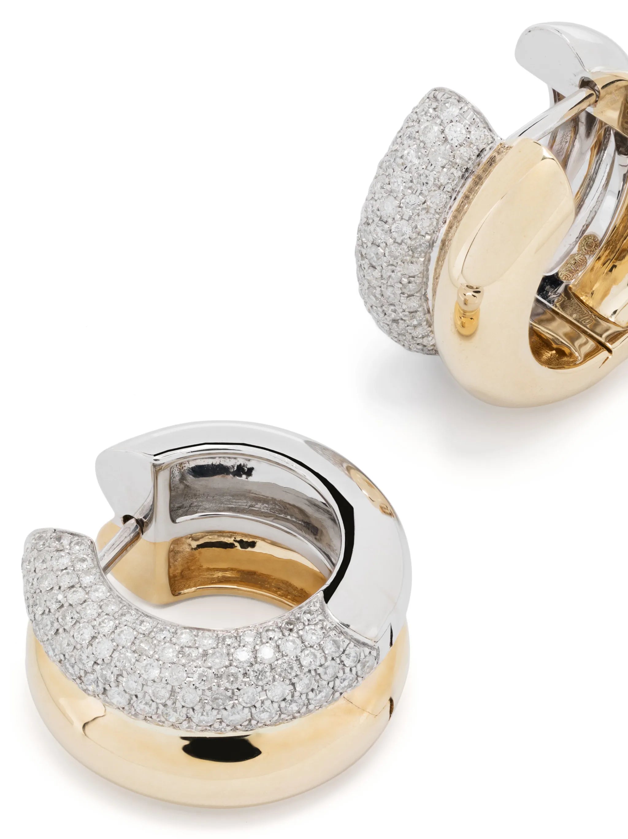 9kt yellow gold and diamond double hoop earrings