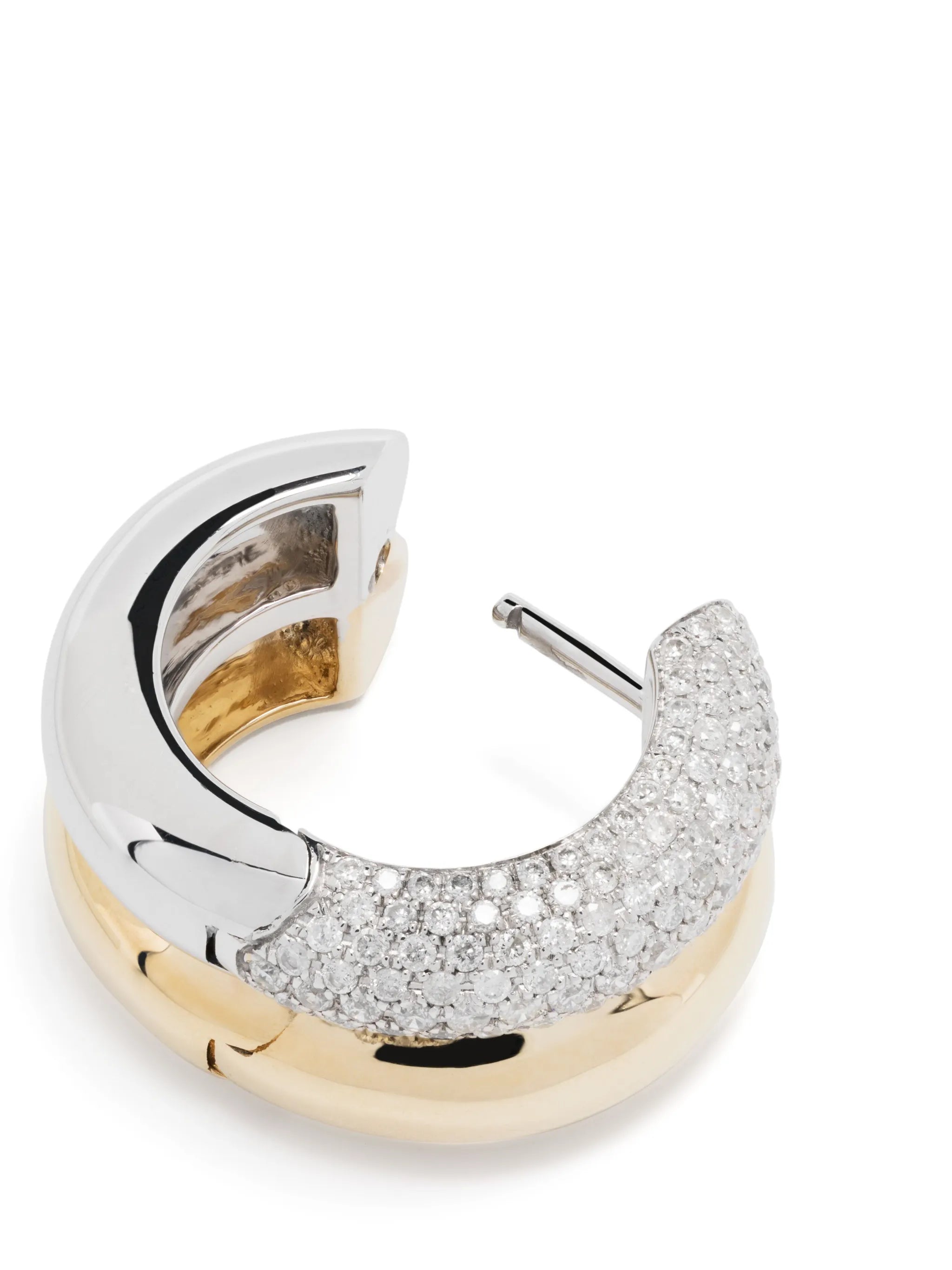 9kt yellow gold and diamond double hoop earrings