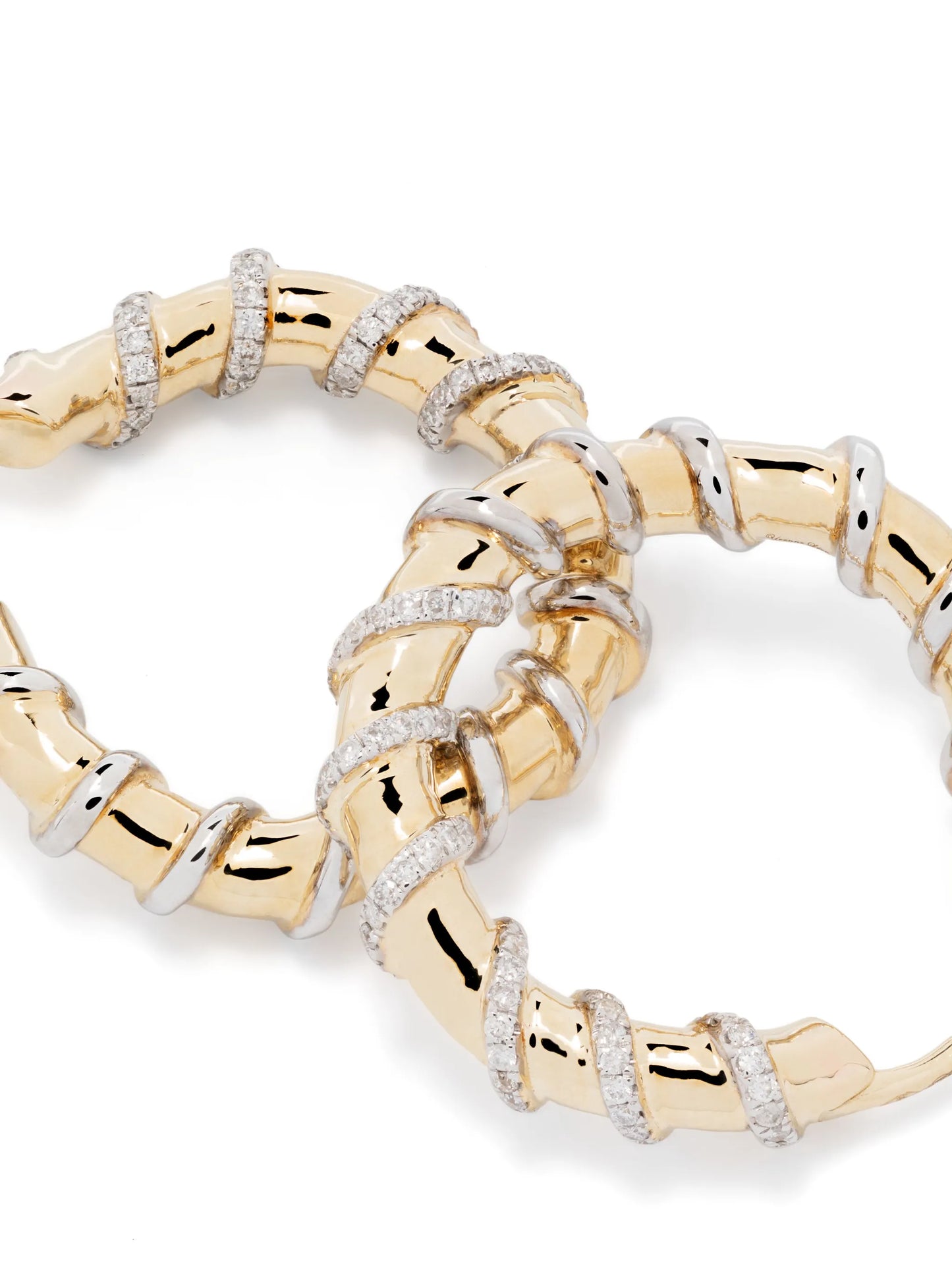 9kt yellow gold and diamond hoop earrings