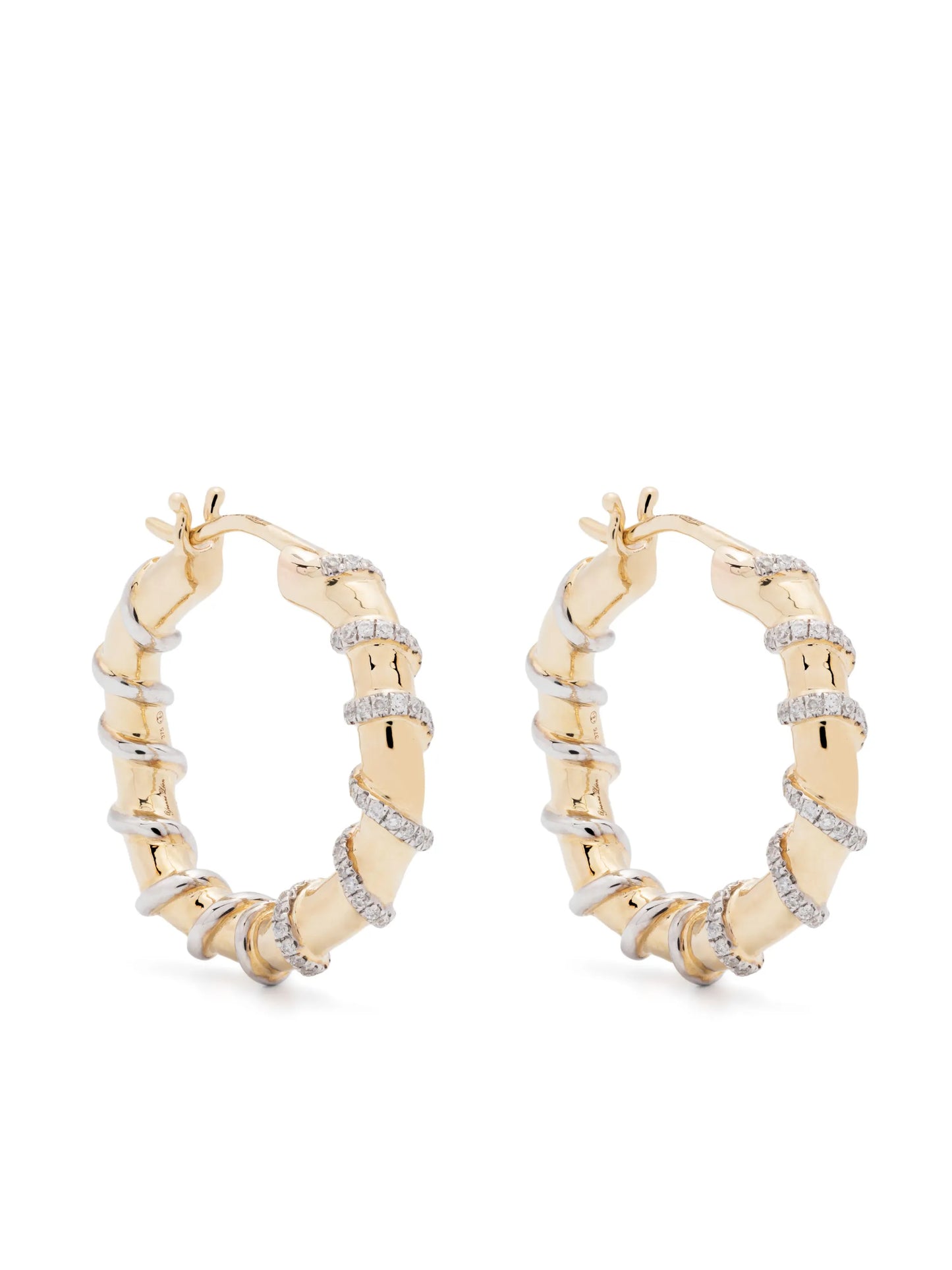 9kt yellow gold and diamond hoop earrings