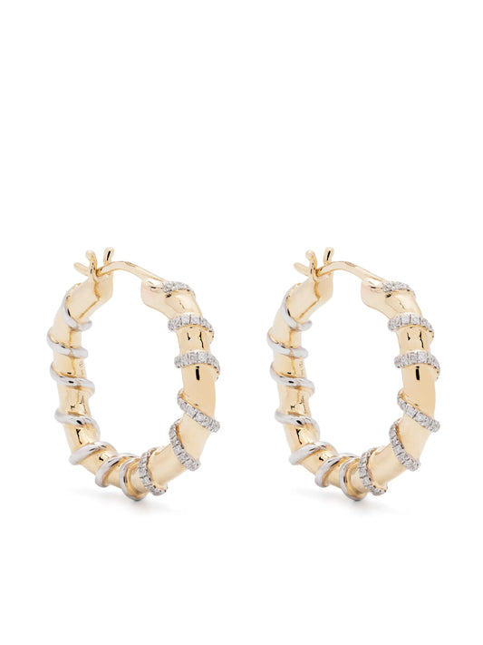 9kt yellow gold and diamond hoop earrings