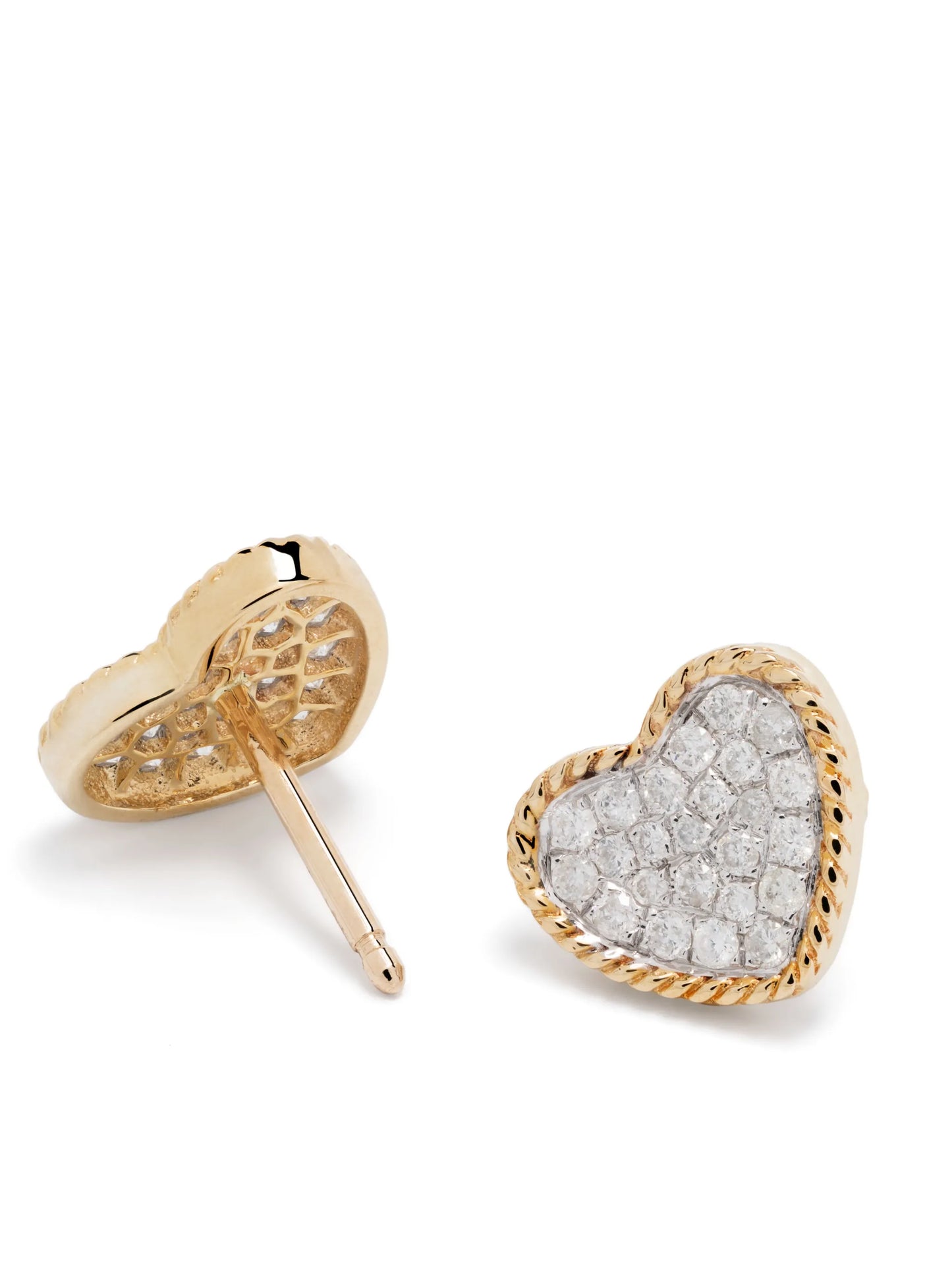 9kt yellow gold diamond heart stud earrings