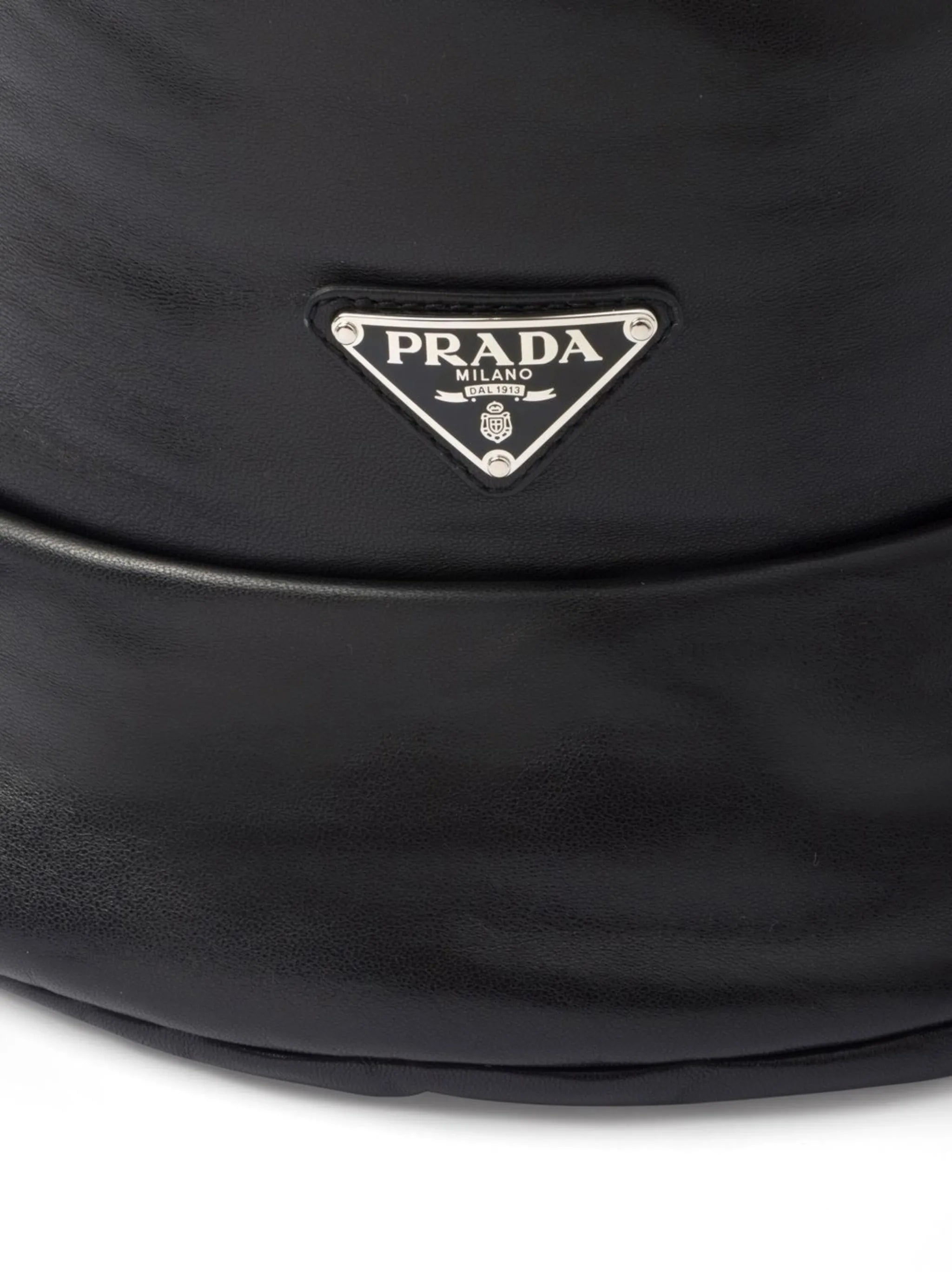 enamelled-logo nappa leather bucket hat