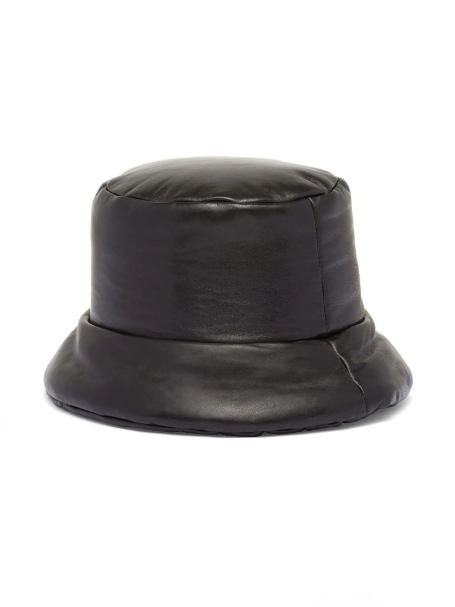 enamelled-logo nappa leather bucket hat