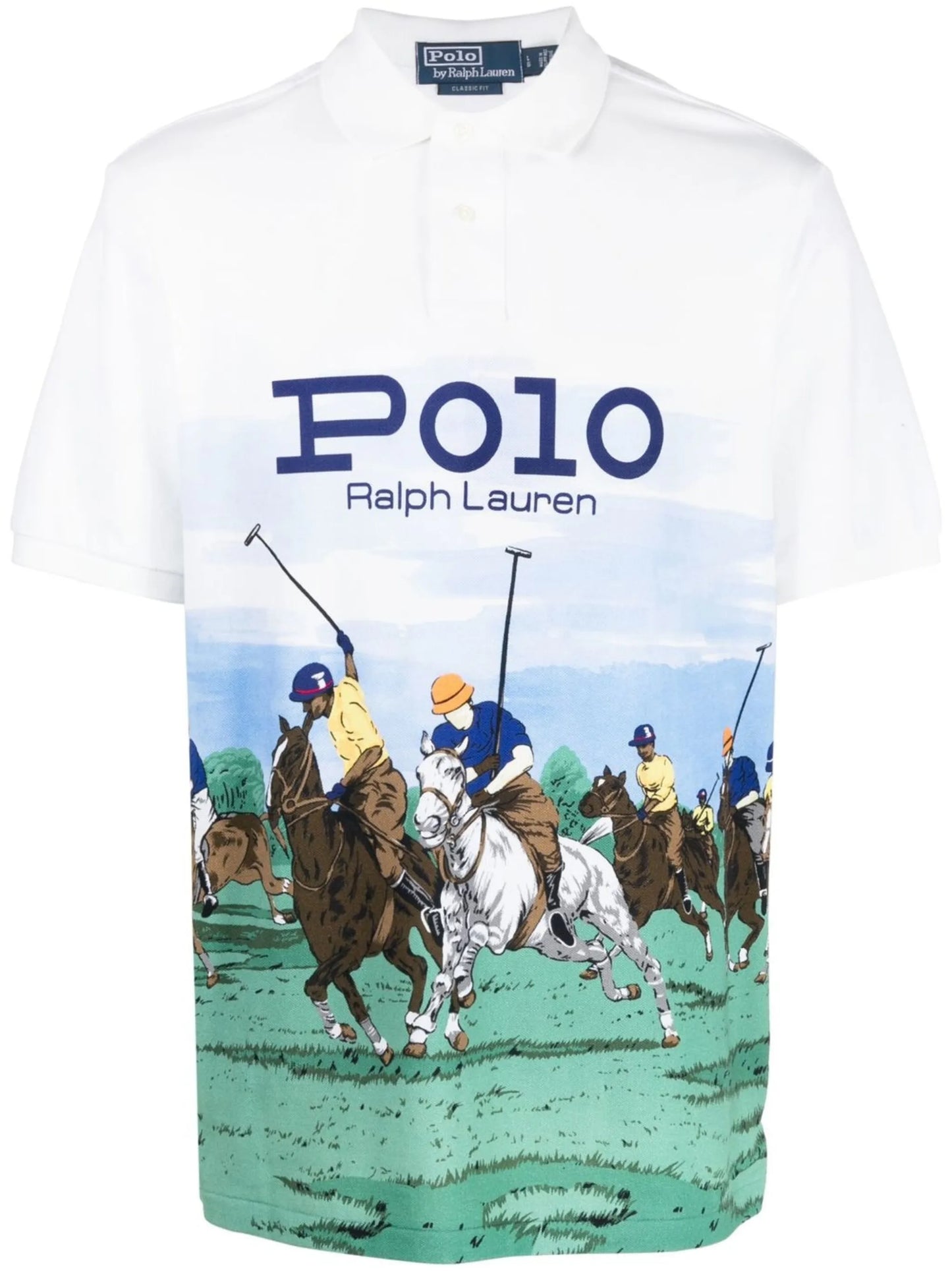 graphic-print cotton polo shirt