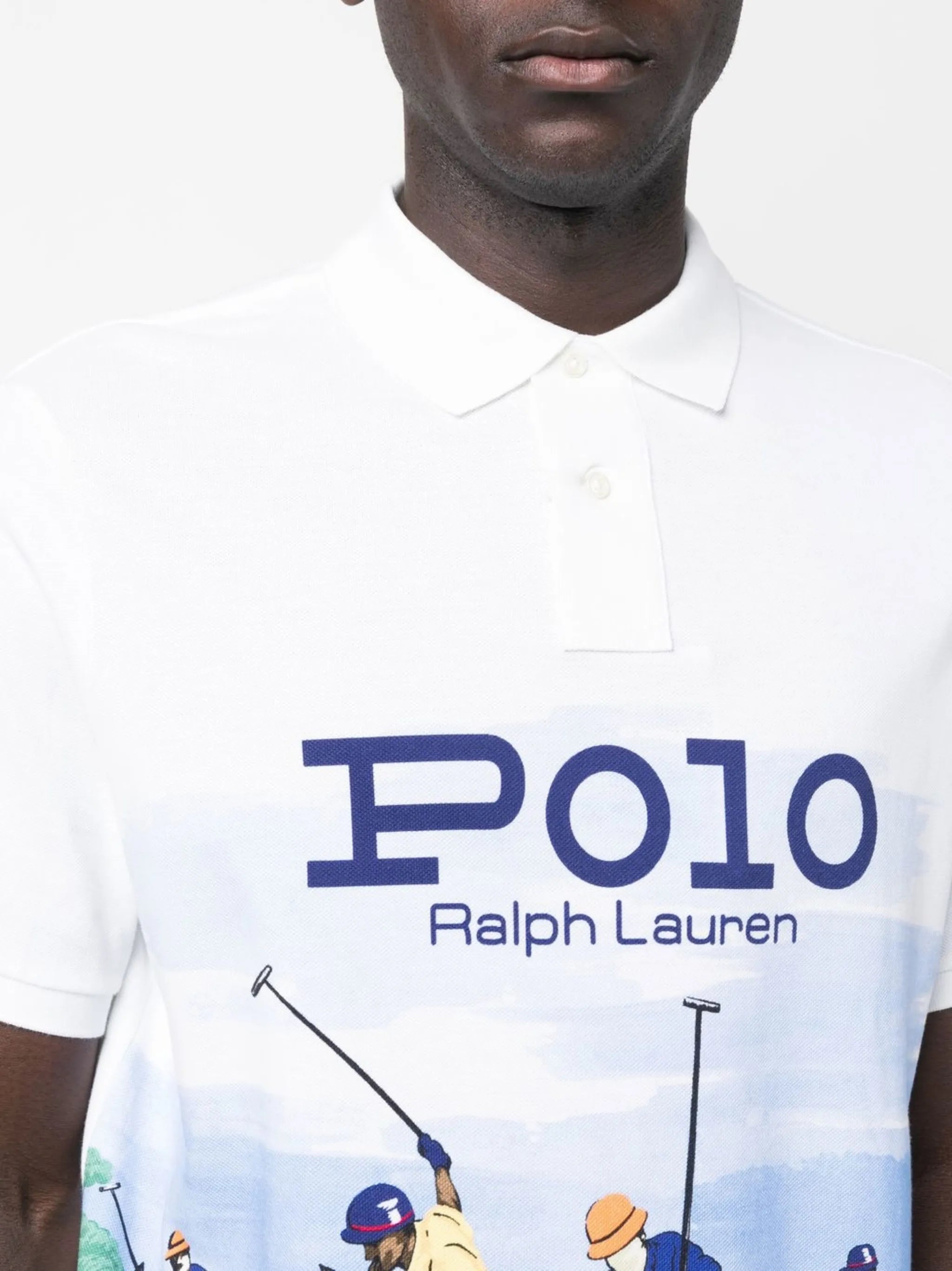 graphic-print cotton polo shirt