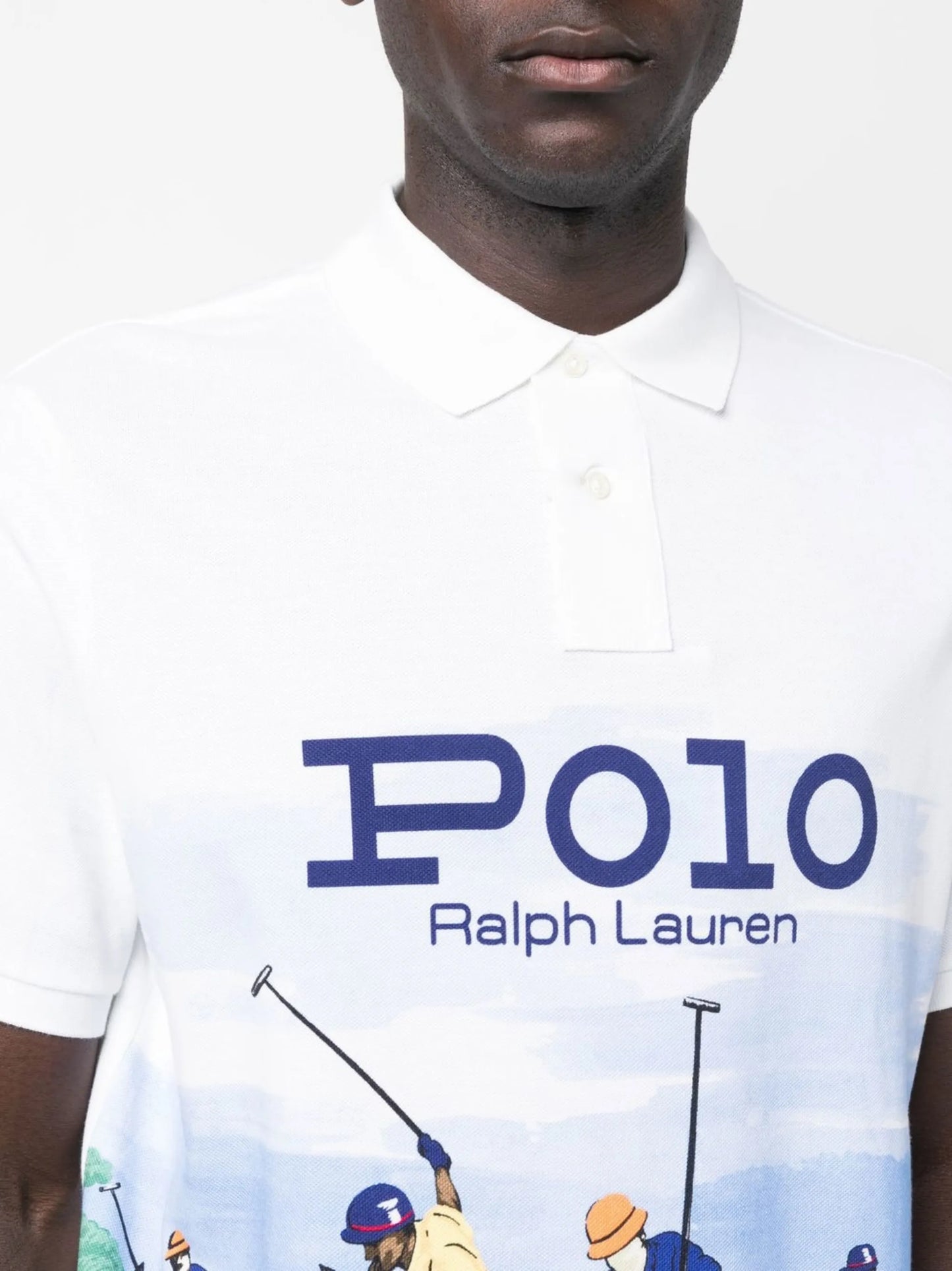 graphic-print cotton polo shirt