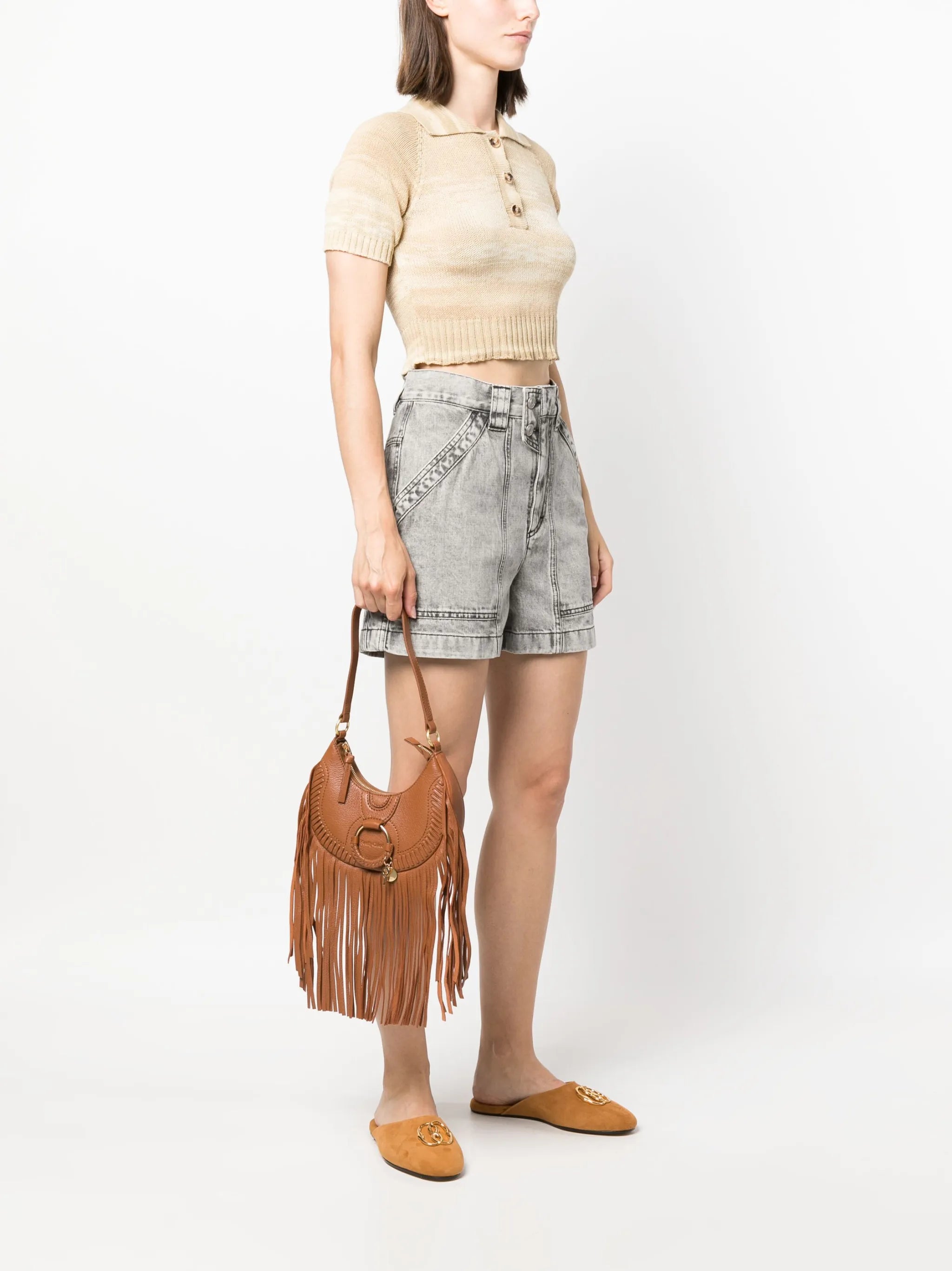 Hana fringed leather shoulder bag