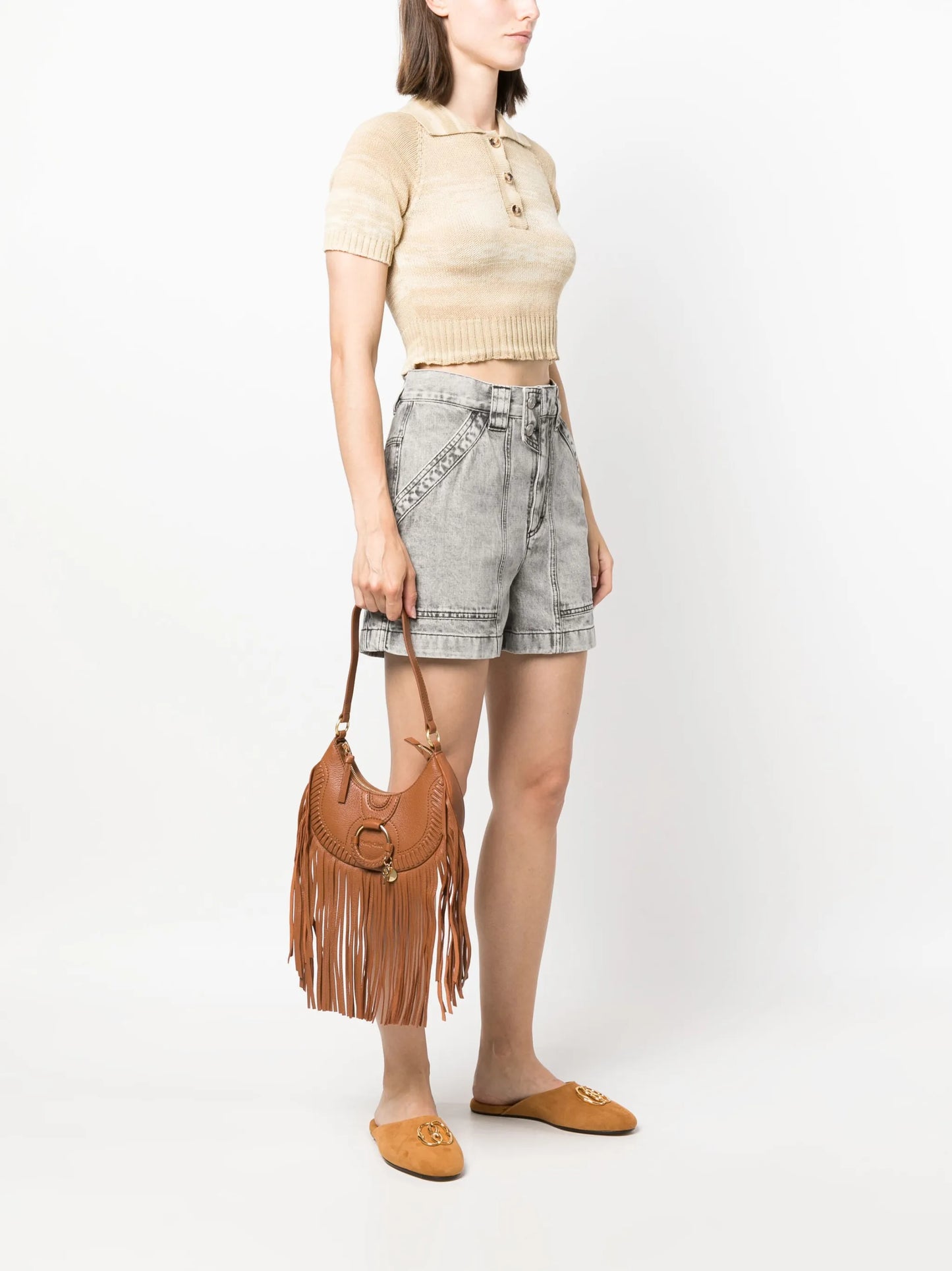 Hana fringed leather shoulder bag