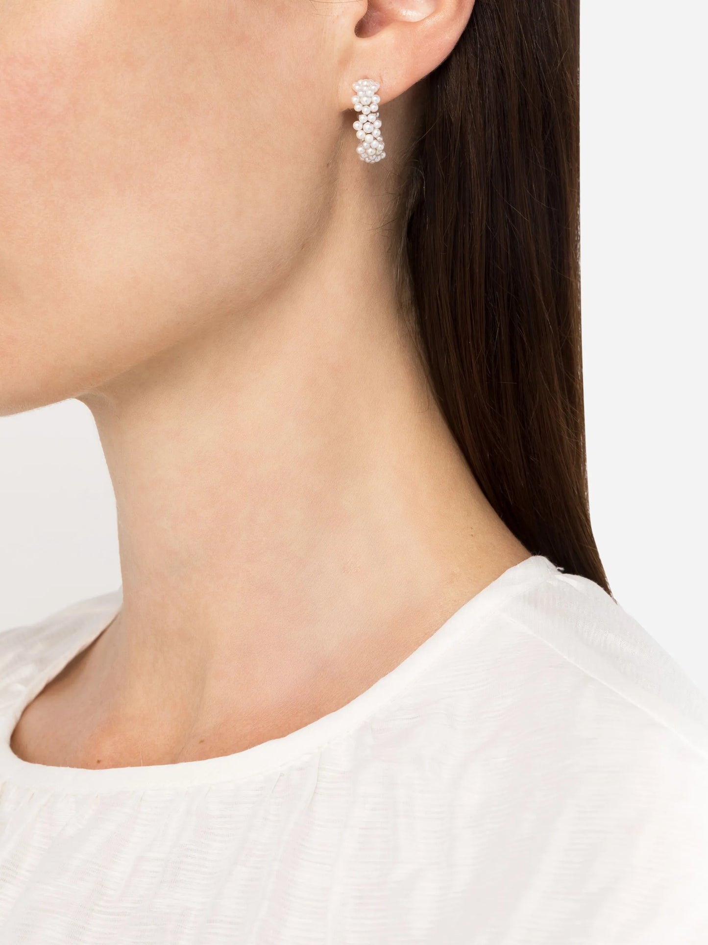 14kt yellow gold Boucle Parc pearl hoop earring