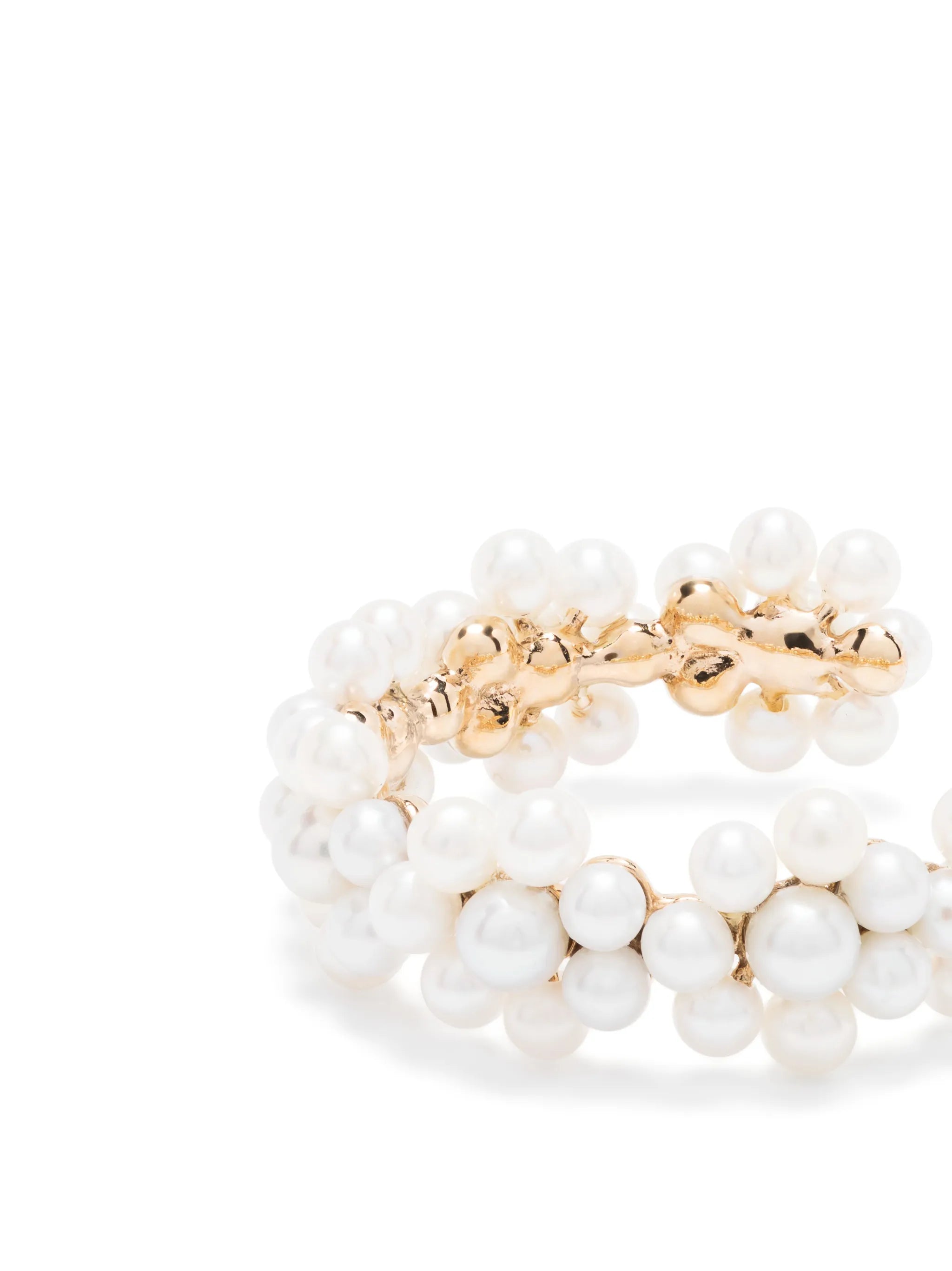 14kt yellow gold Boucle Parc pearl hoop earring