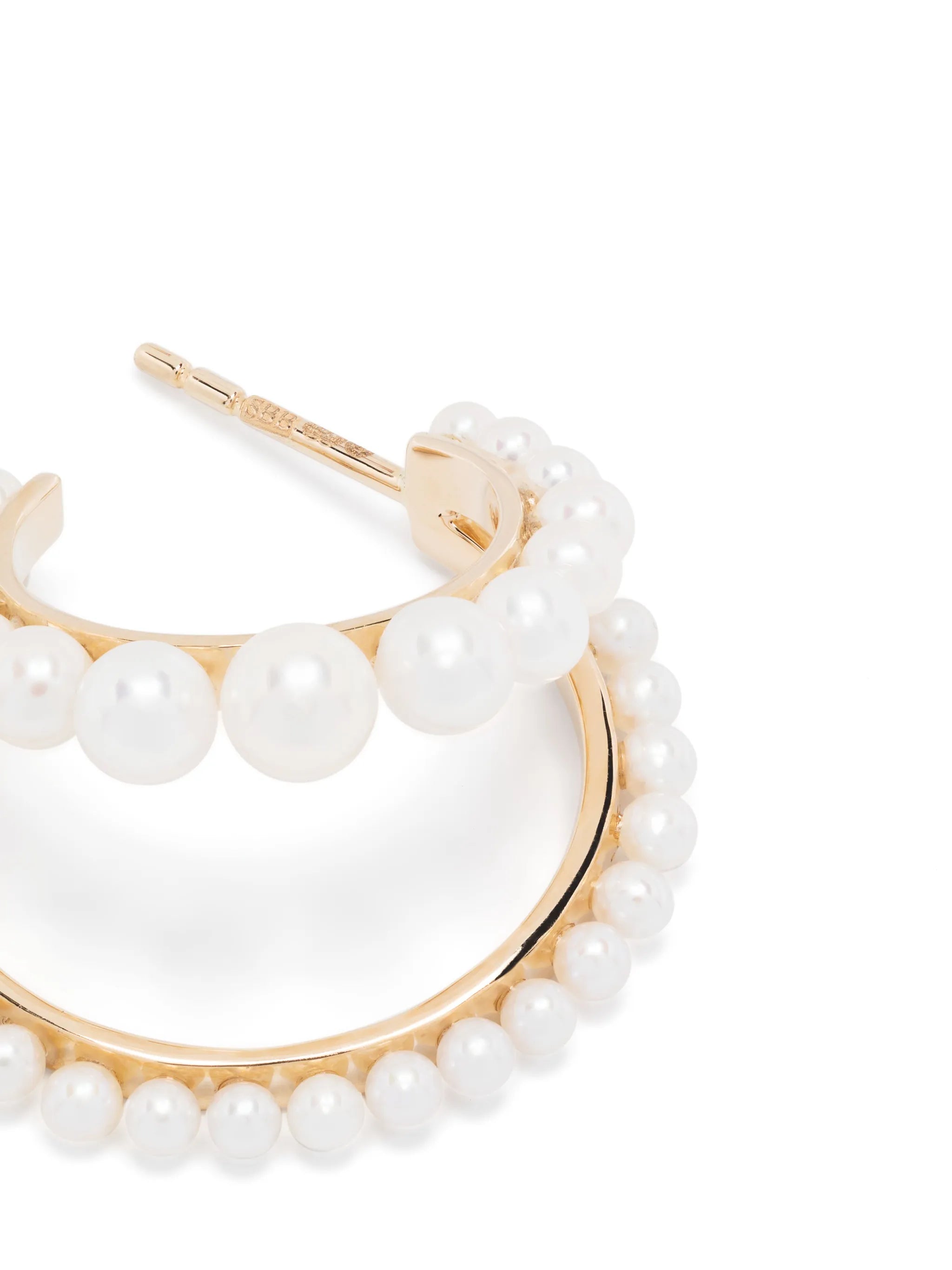 14kt yellow gold Petite Boucle Perle pearl hoop earrings