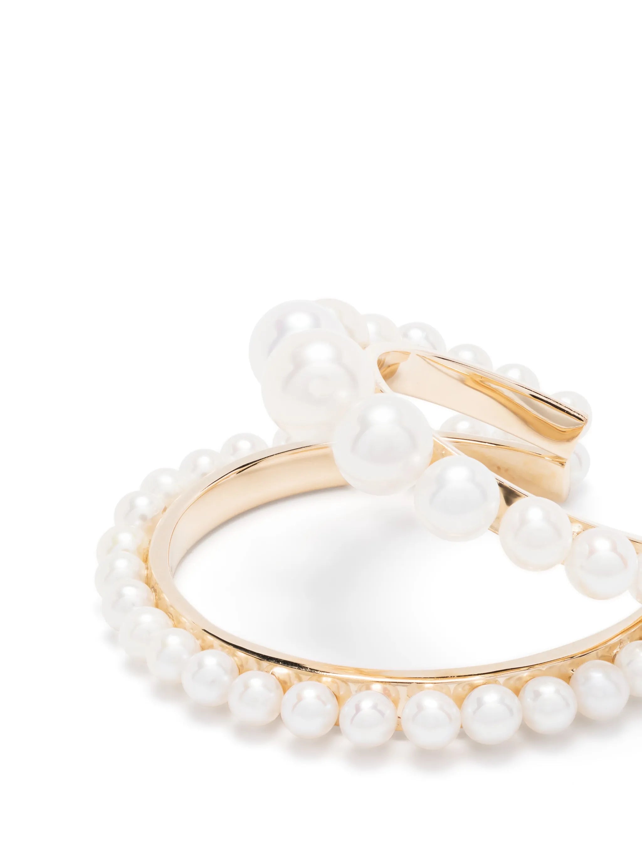 14kt yellow gold Petite Boucle Perle pearl hoop earrings