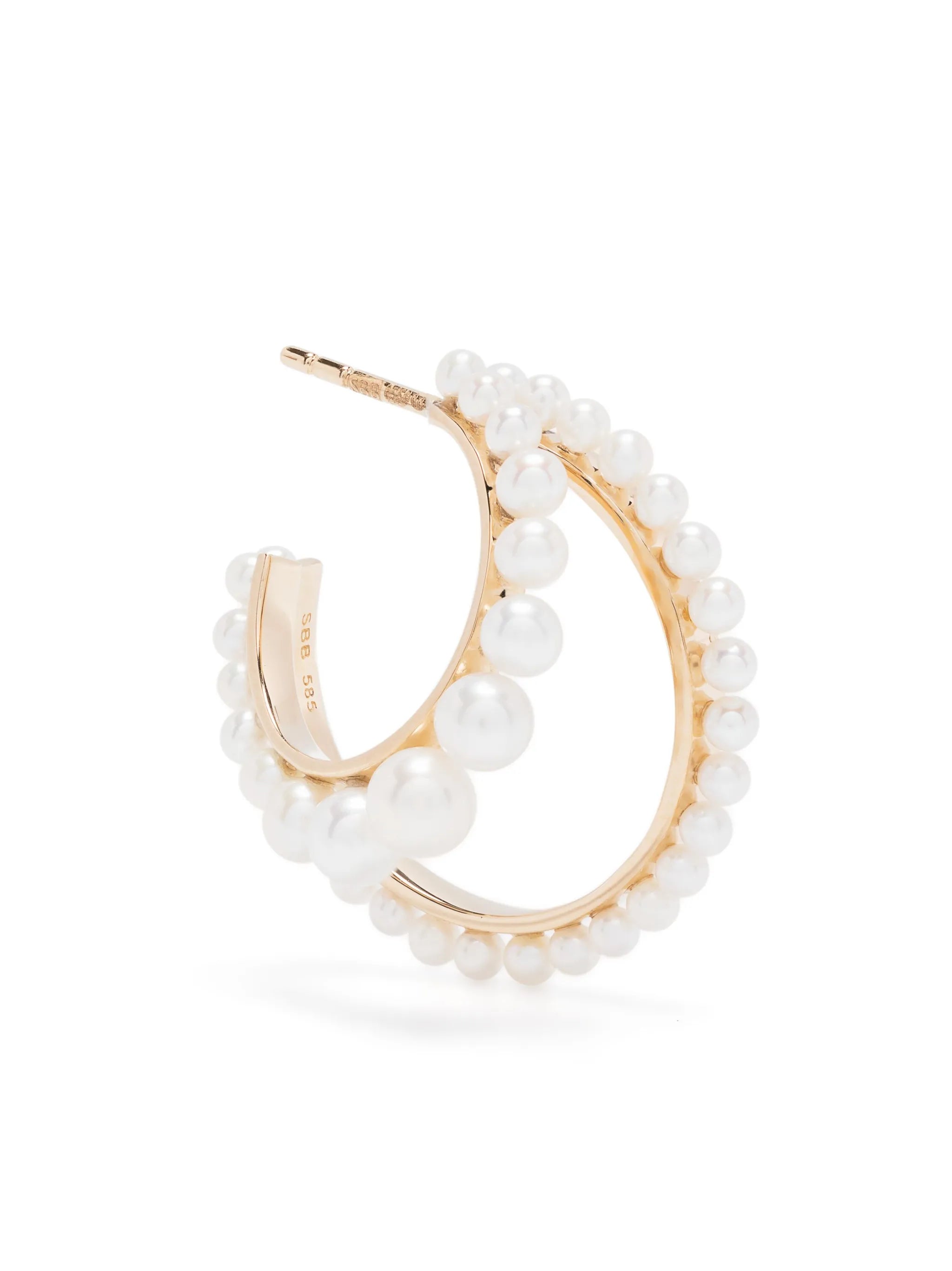 14kt yellow gold Petite Boucle Perle pearl hoop earrings