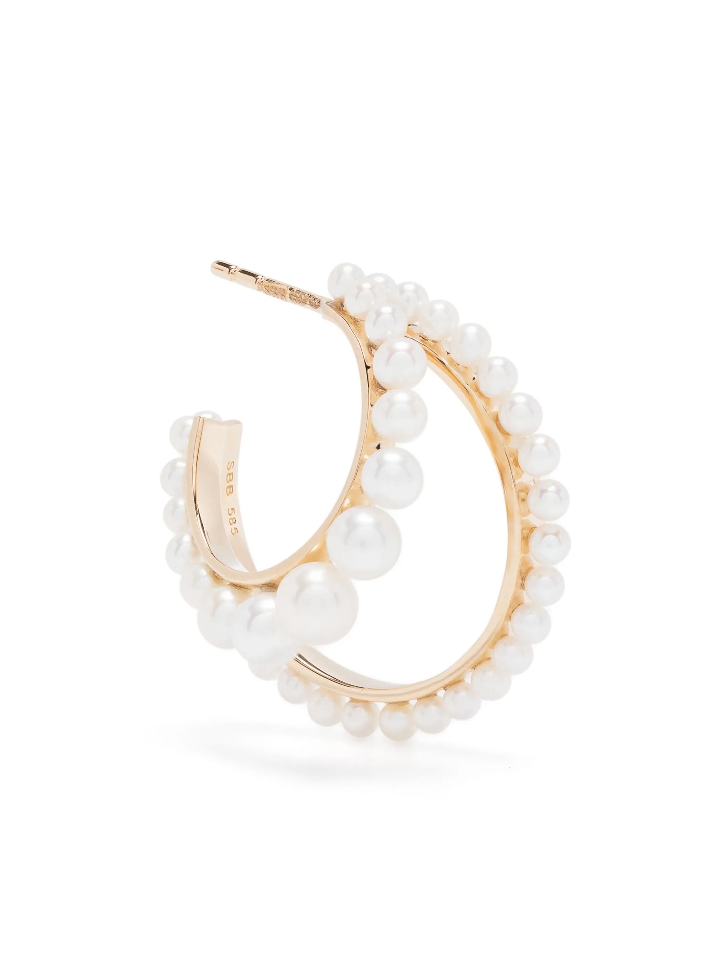 14kt yellow gold Petite Boucle Perle pearl hoop earrings