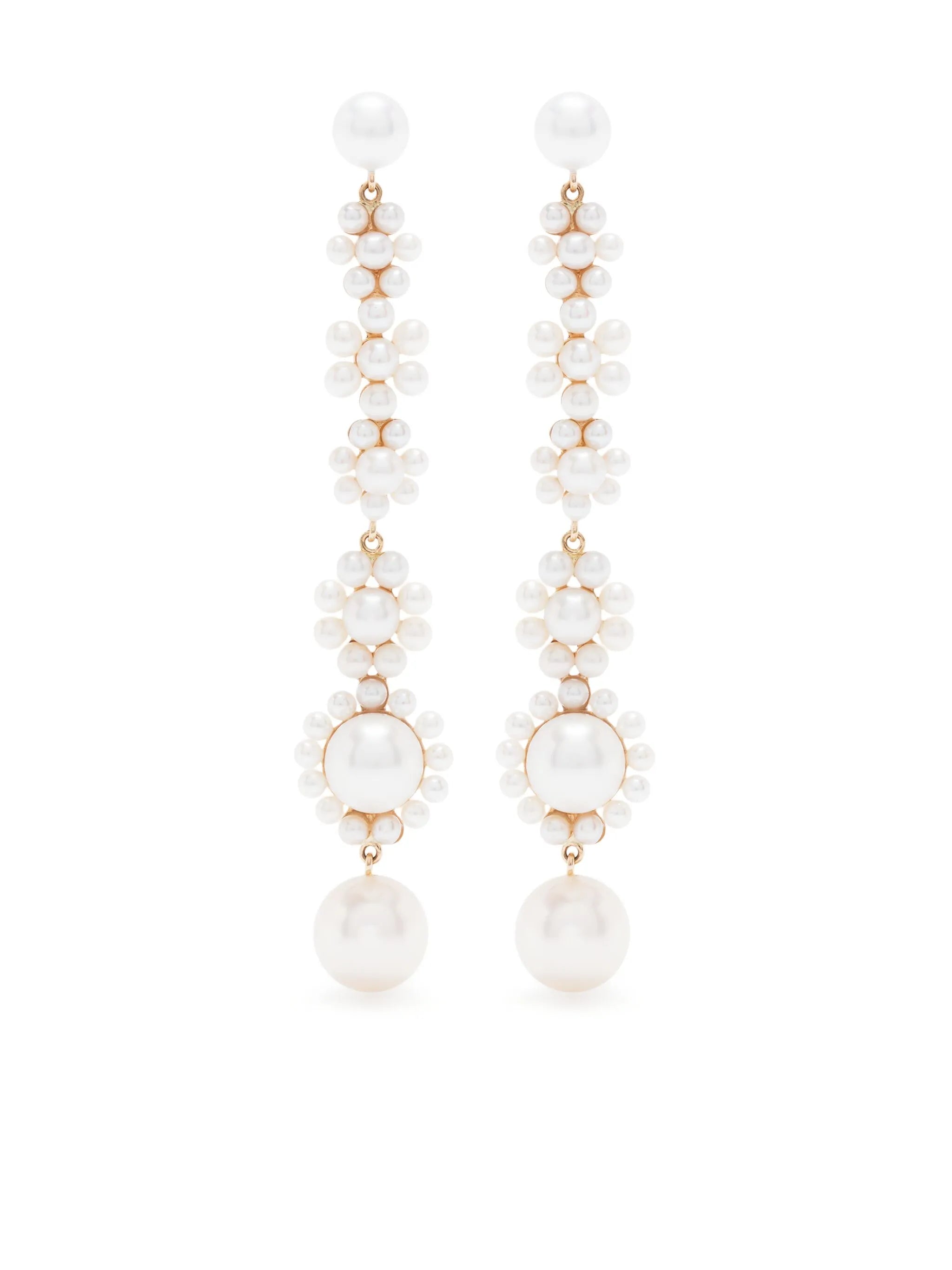 14kt yellow gold Grande Fleur Jeanne pearl drop earrings