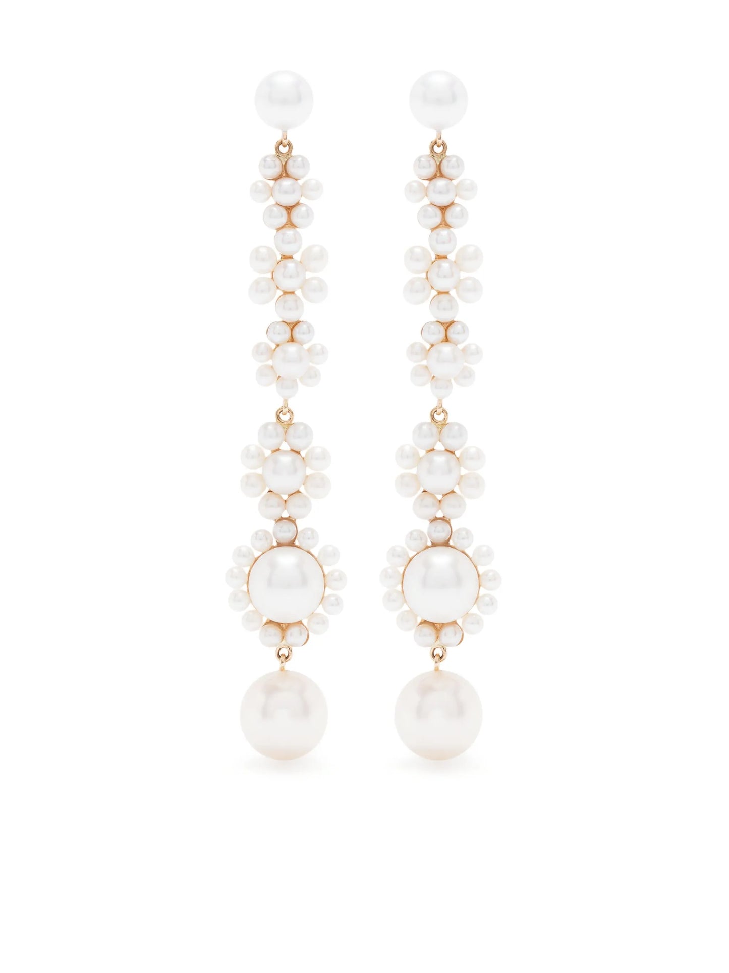 14kt yellow gold Grande Fleur Jeanne pearl drop earrings