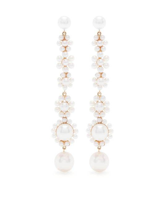 14kt yellow gold Grande Fleur Jeanne pearl drop earrings