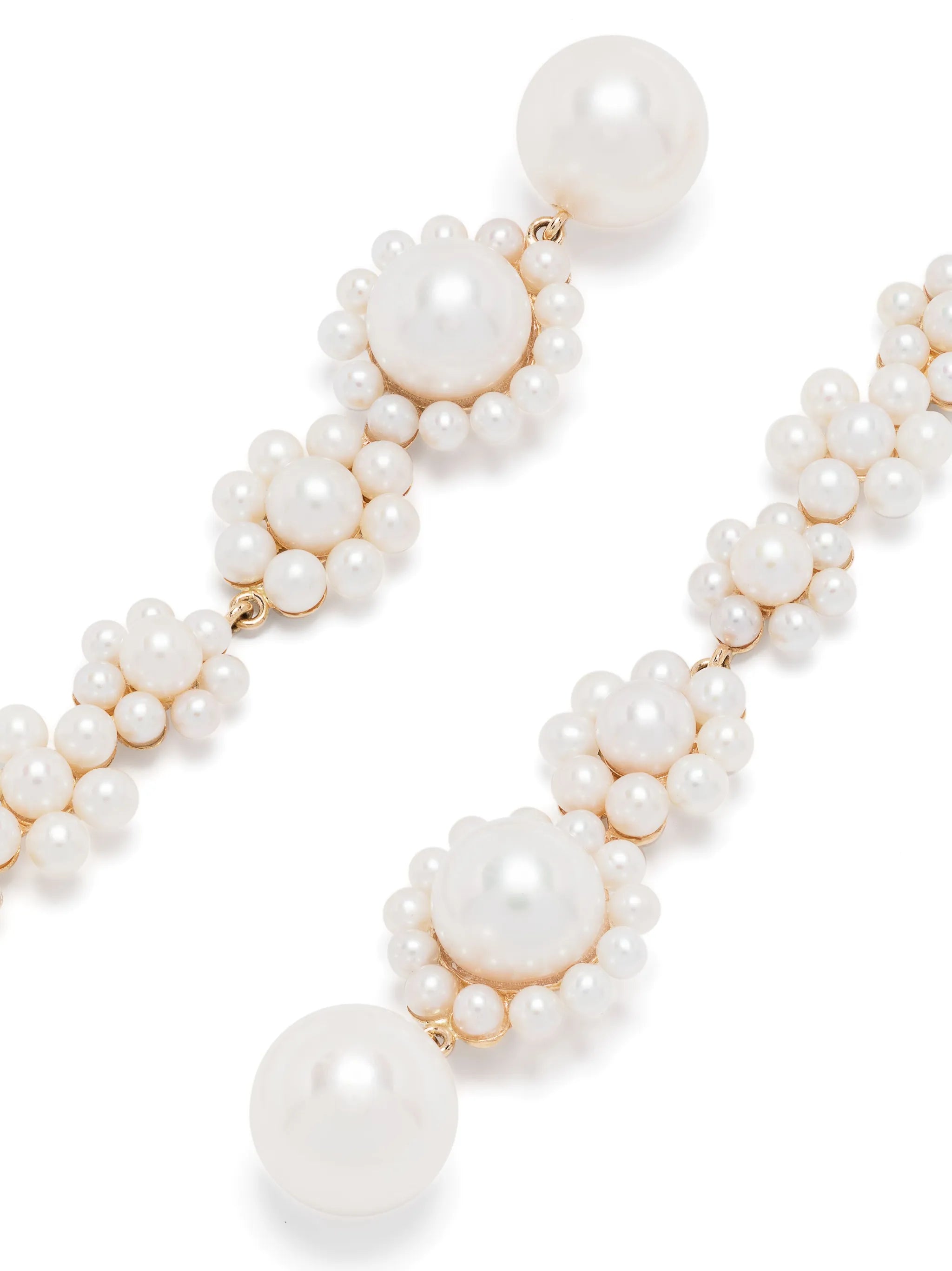 14kt yellow gold Grande Fleur Jeanne pearl drop earrings