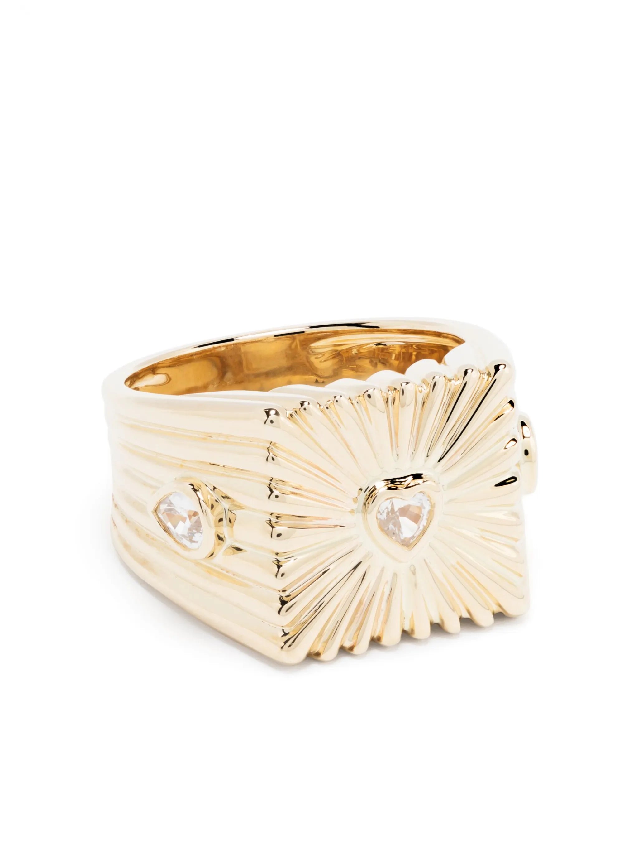 9kt yellow gold white sapphire signet ring