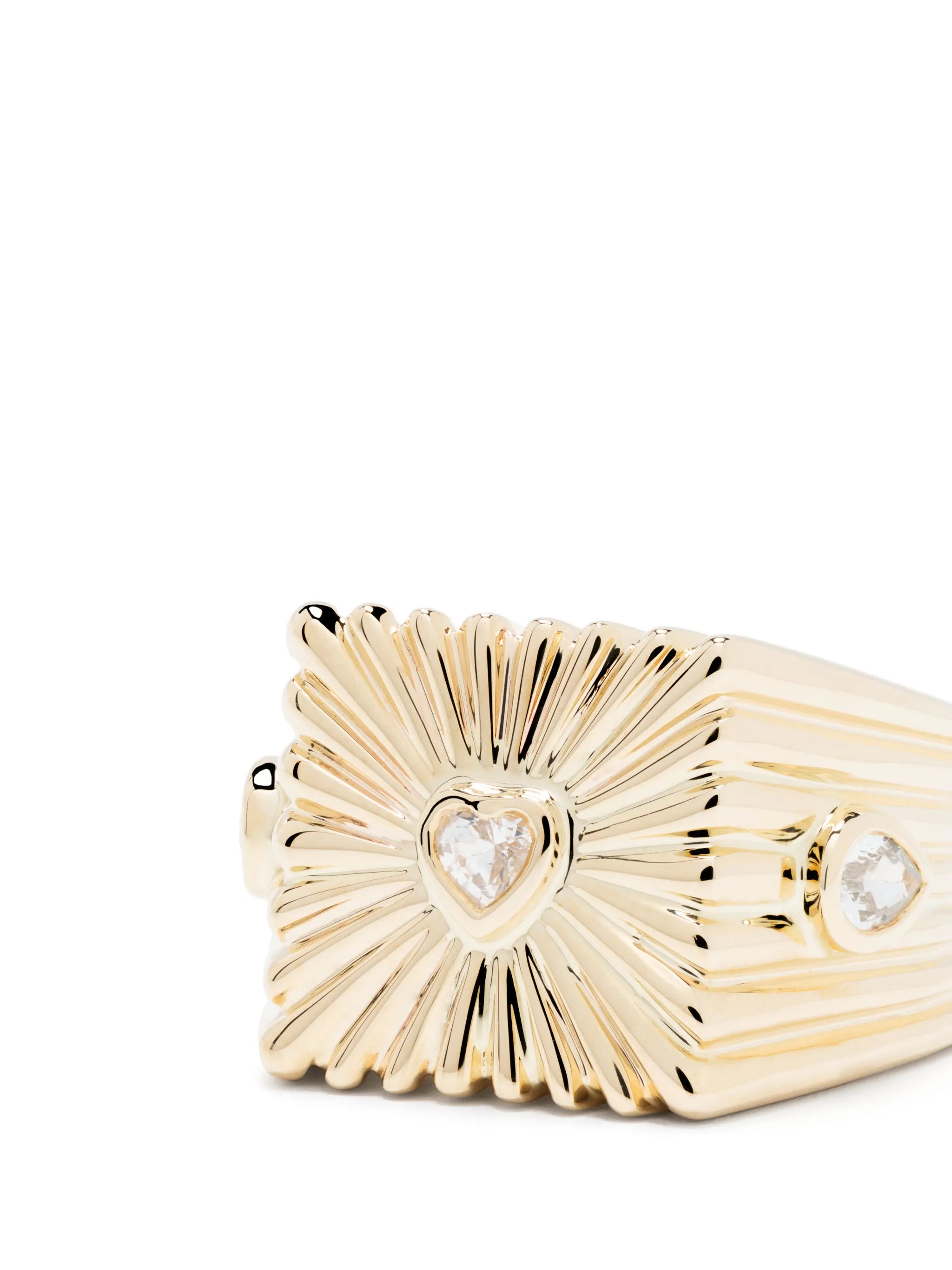9kt yellow gold white sapphire signet ring