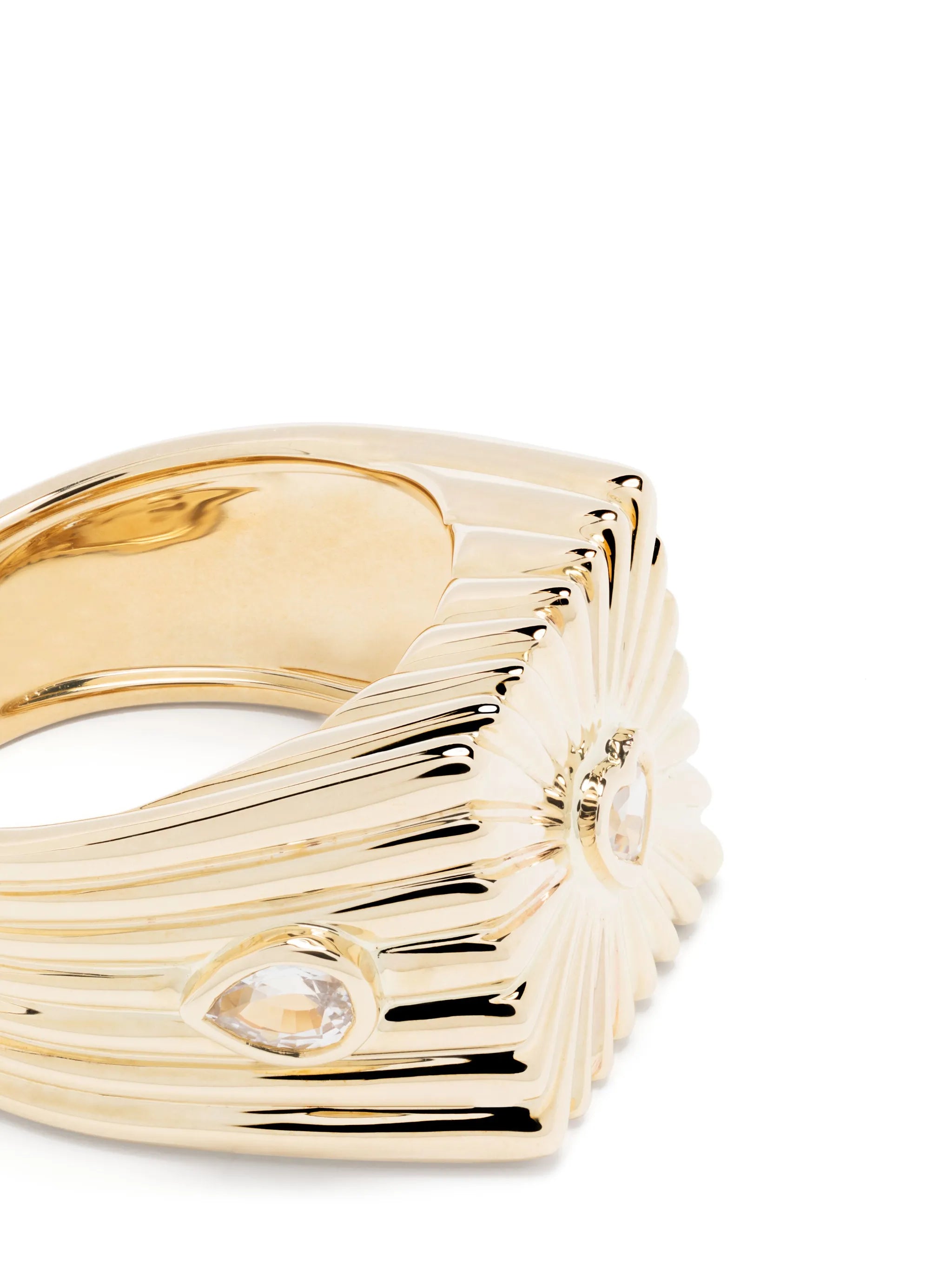 9kt yellow gold white sapphire signet ring