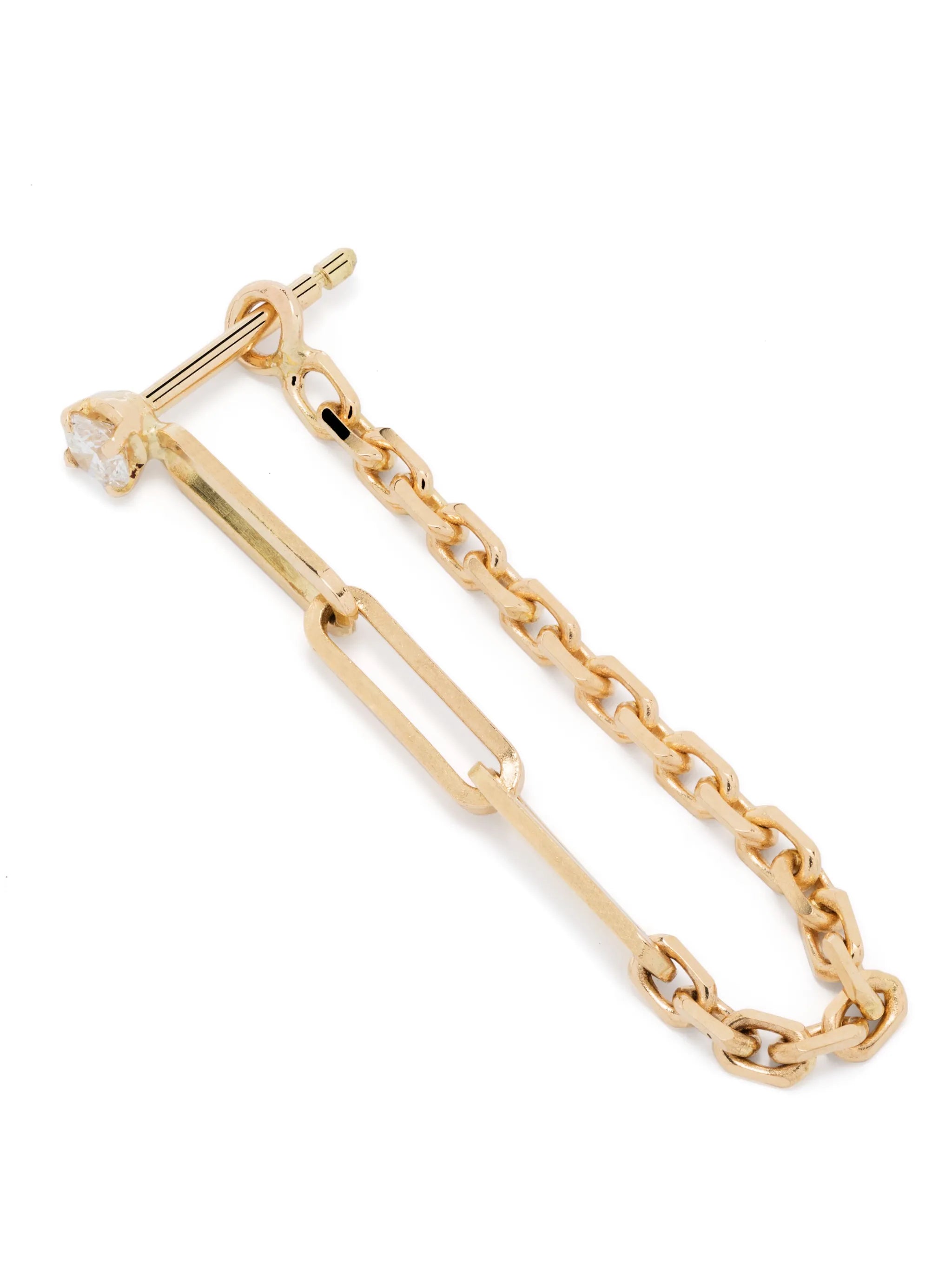 18K yellow gold diamond Solitaire chain diamond drop earring