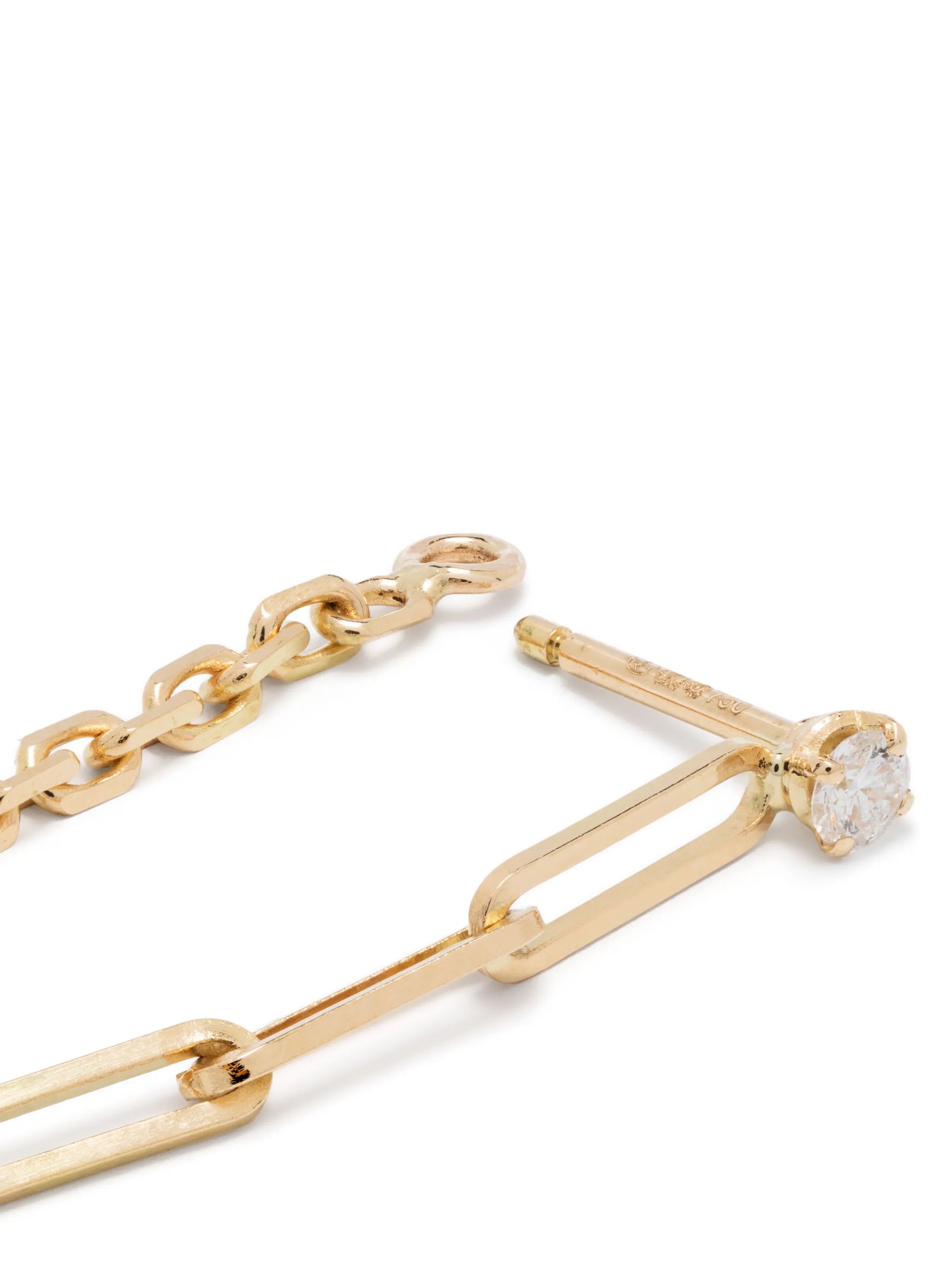 18K yellow gold diamond Solitaire chain diamond drop earring