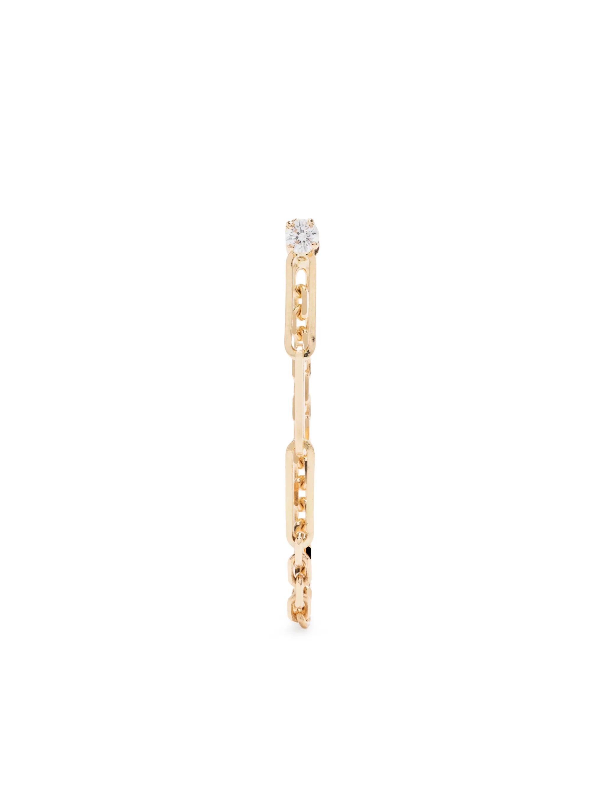 18K yellow gold diamond Solitaire chain diamond drop earring