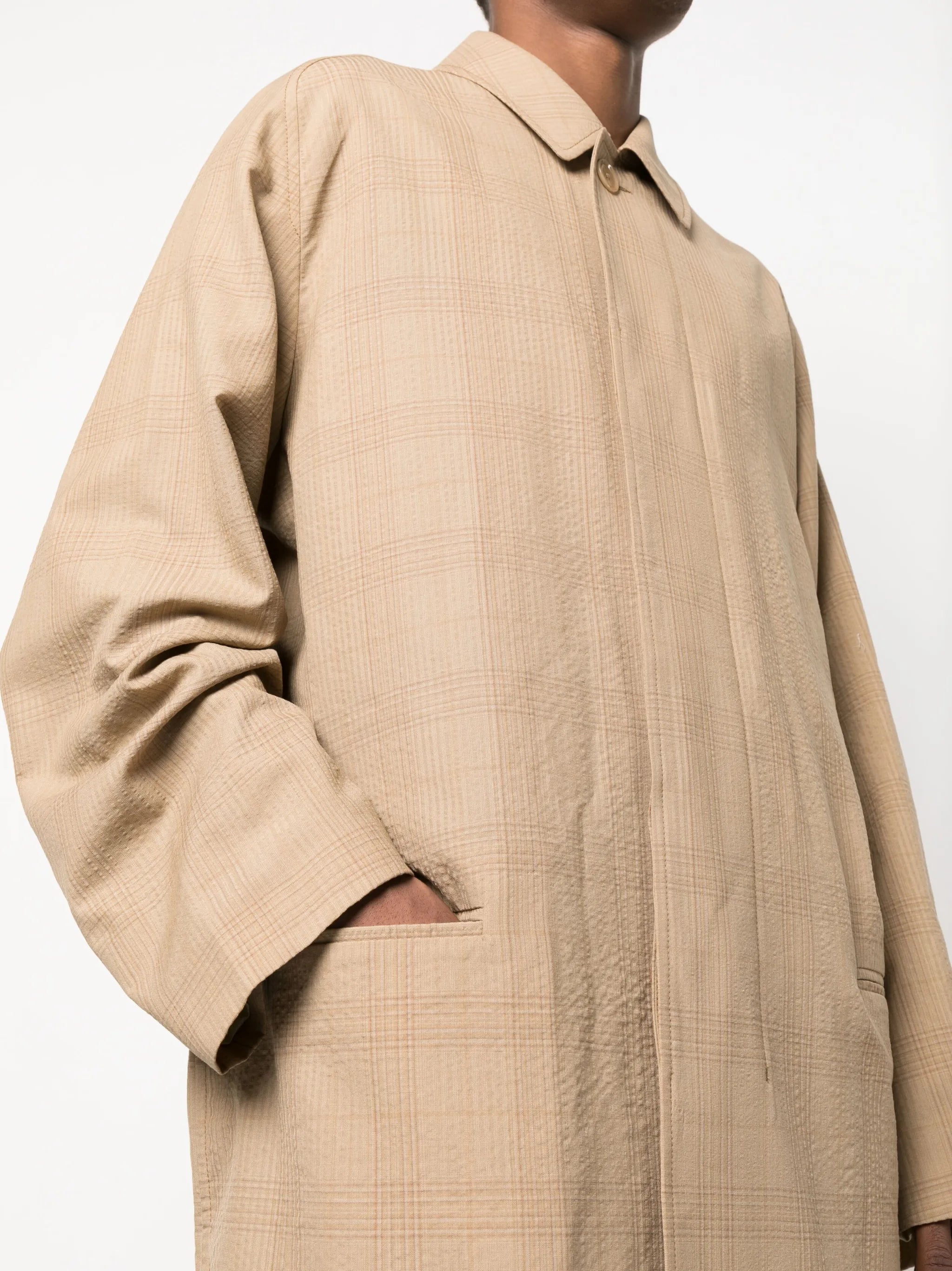 check-print wool coat