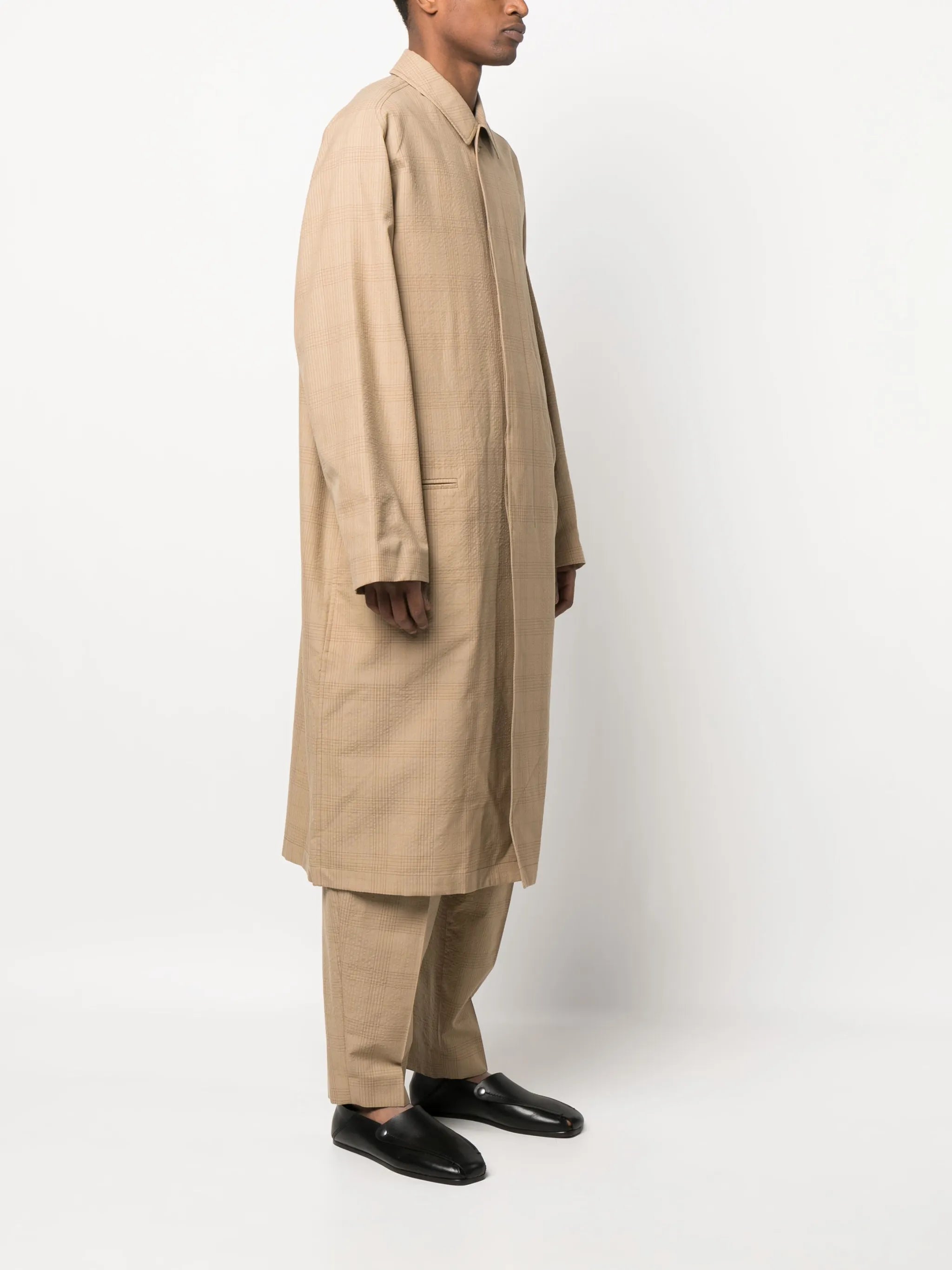 check-print wool coat