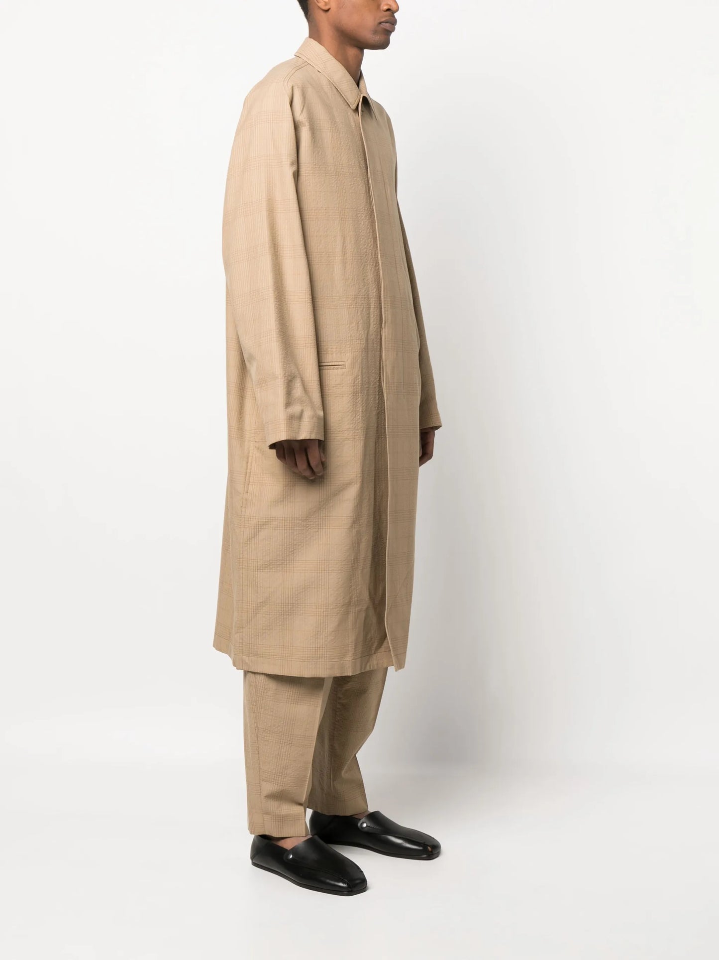 check-print wool coat