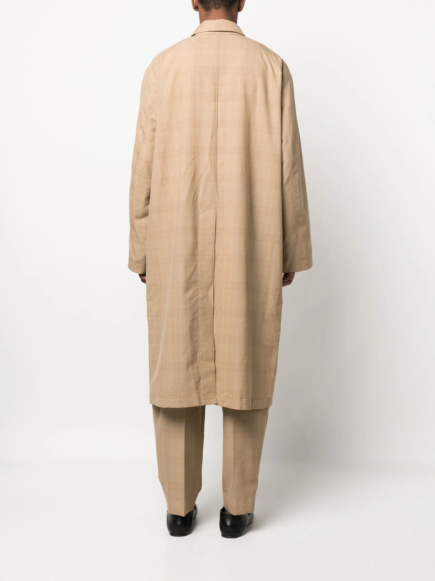 check-print wool coat