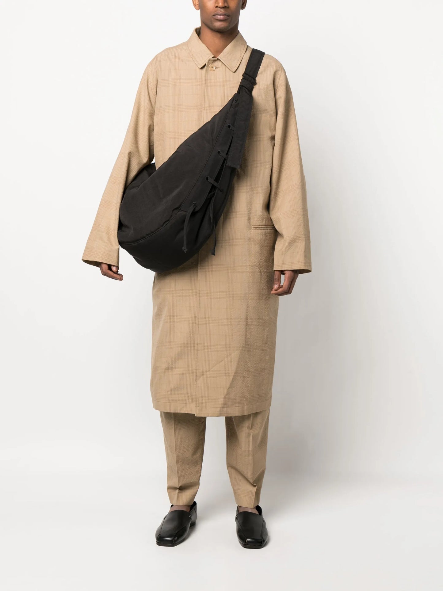 check-print wool coat