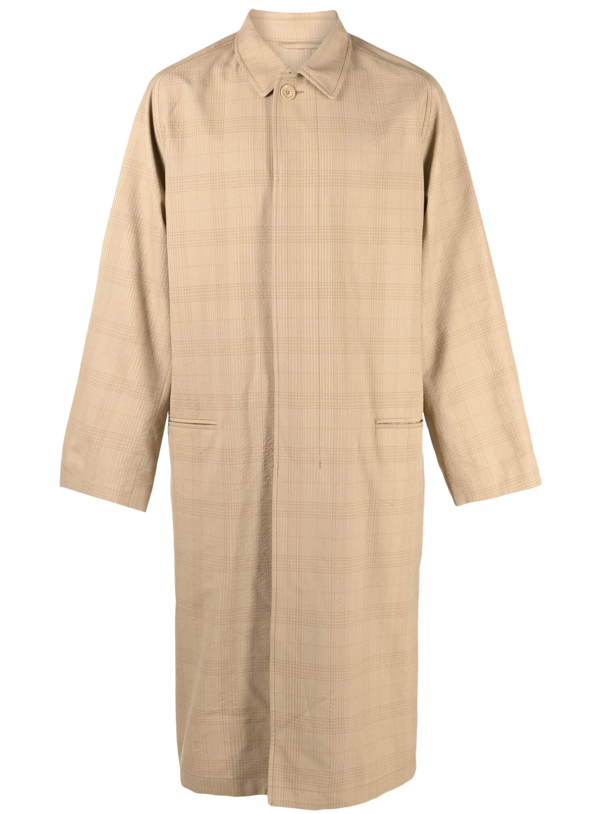 check-print wool coat