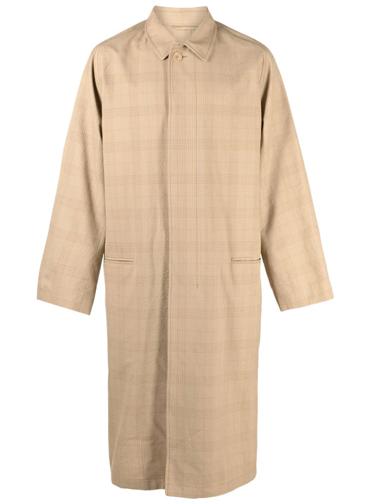 check-print wool coat