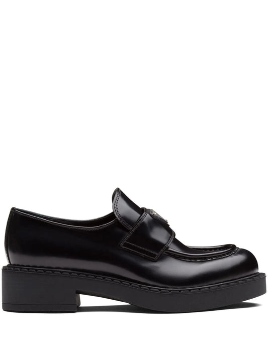 Chocolate brushed leather loafers