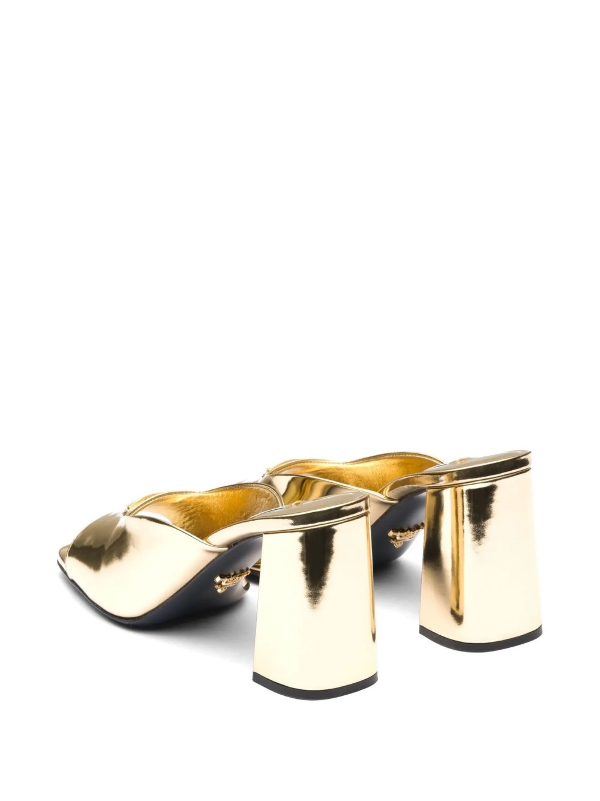 metallic-finish open toe sandals