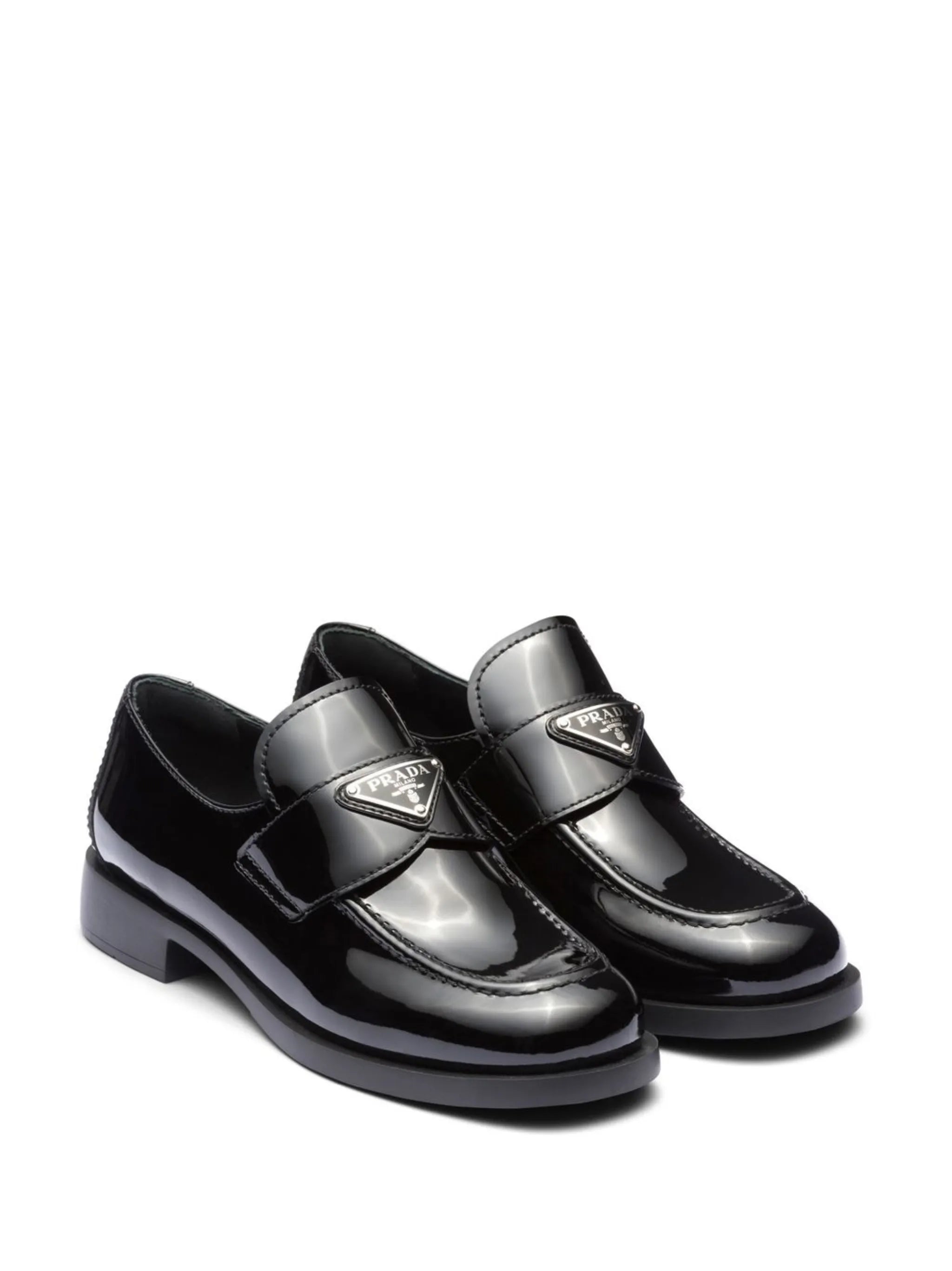 triangle-logo patent-leather loafers