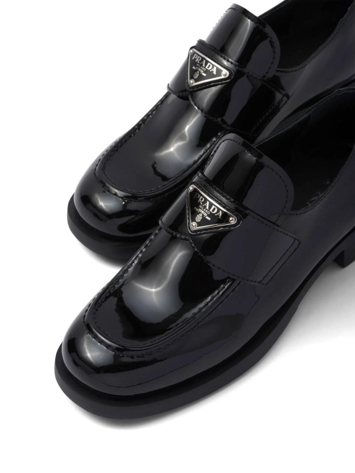 triangle-logo patent-leather loafers